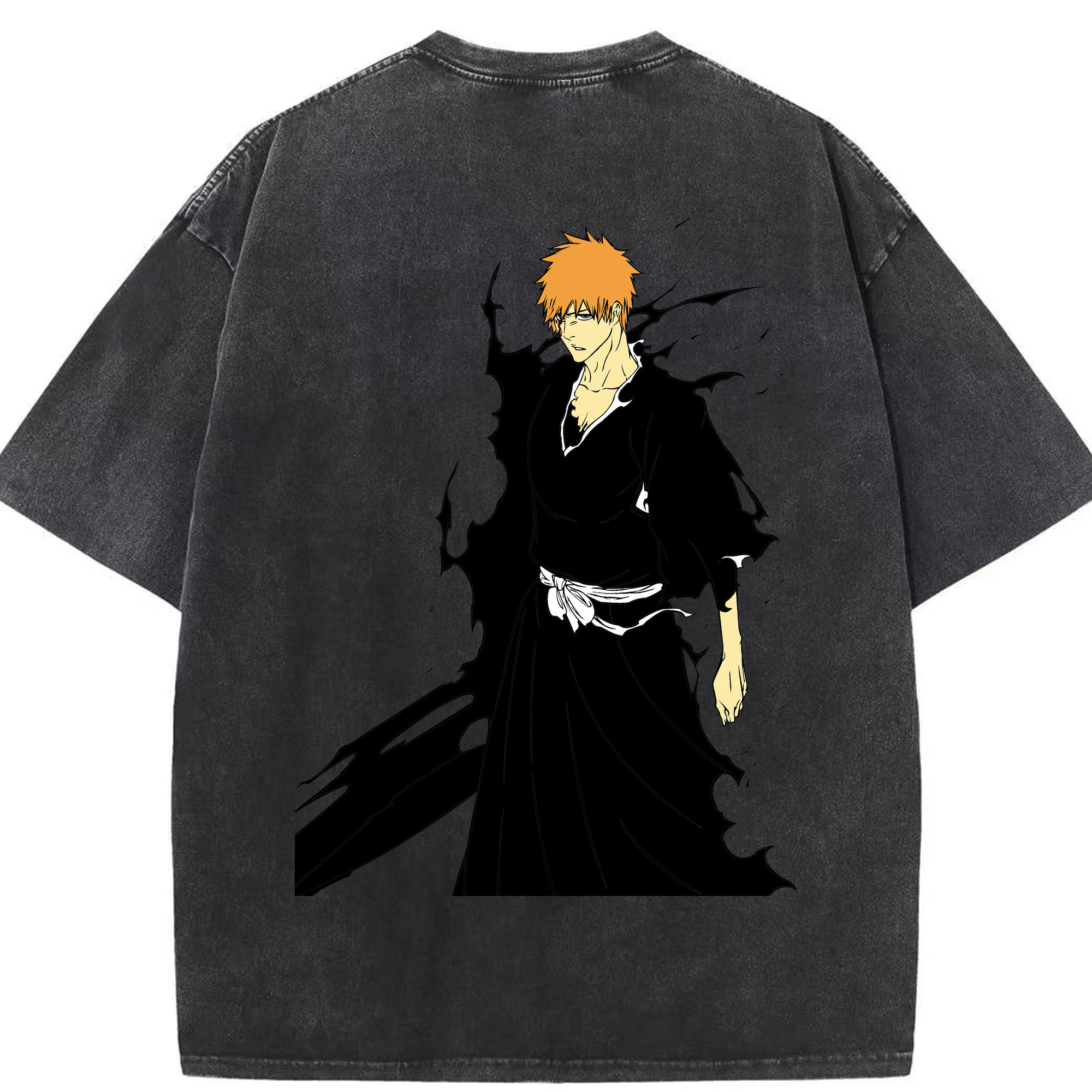 （画像用） ブリーチ 黒崎一護（くろさき いちご）BLEACH Kurosaki Ichigo 綿100% ヴィンテージ風 半袖Tシャツ（背面プリント）
