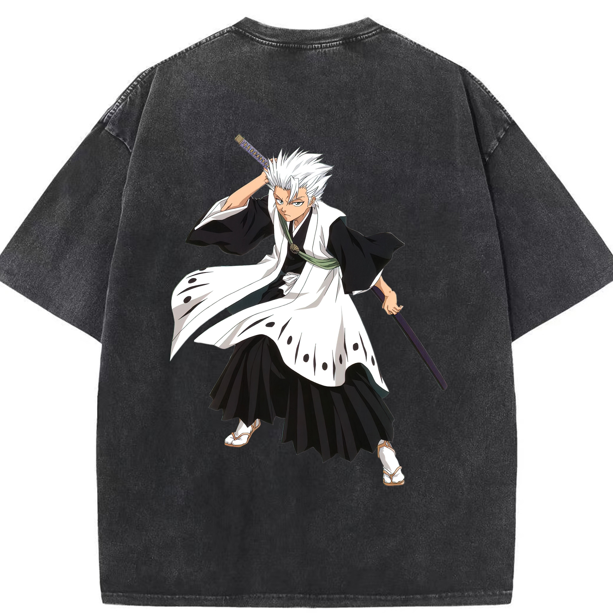 （画像用） ブリーチ 日番谷冬獅郎（ひつがや とうしろう） BLEACH Hitsugaya Toushirou 綿100% ヴィンテージ風 半袖Tシャツ（背面プリント）