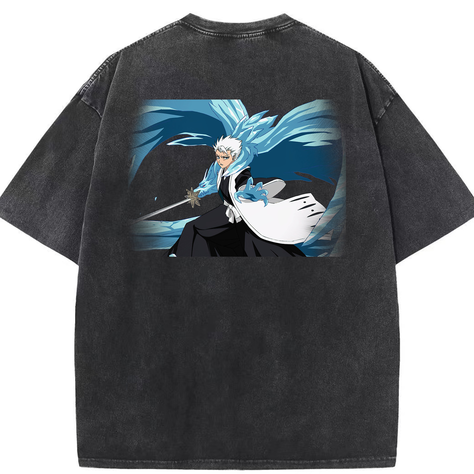 （画像用） ブリーチ 日番谷冬獅郎（ひつがや とうしろう） BLEACH Hitsugaya Toushirou 綿100% ヴィンテージ風 半袖Tシャツ（背面プリント）