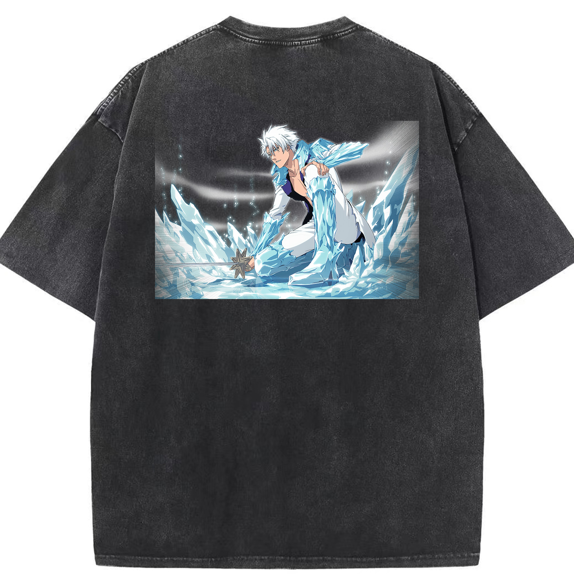 （画像用） ブリーチ 日番谷冬獅郎（ひつがや とうしろう） BLEACH Hitsugaya Toushirou 綿100% ヴィンテージ風 半袖Tシャツ（背面プリント）