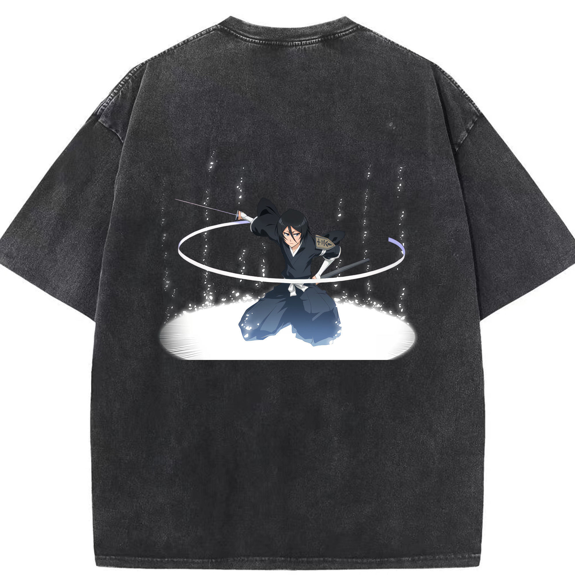 （画像用） ブリーチ 朽木ルキア BLEACH Kuchiki Rukia 綿100% ヴィンテージ風 半袖Tシャツ（背面プリント）