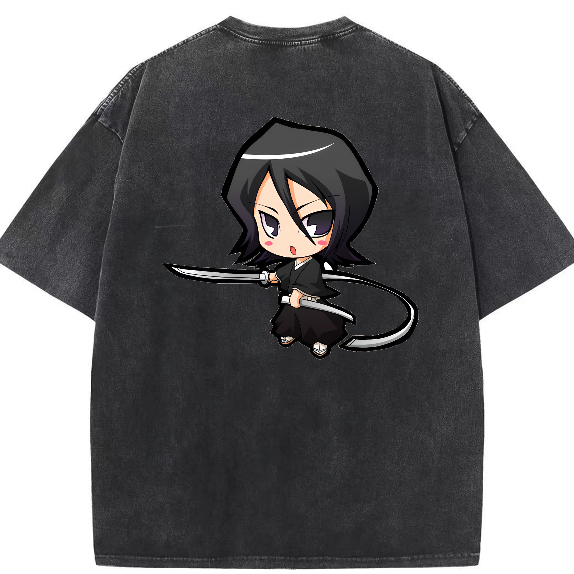 （画像用） ブリーチ 朽木ルキア BLEACH Kuchiki Rukia 綿100% ヴィンテージ風 半袖Tシャツ（背面プリント）