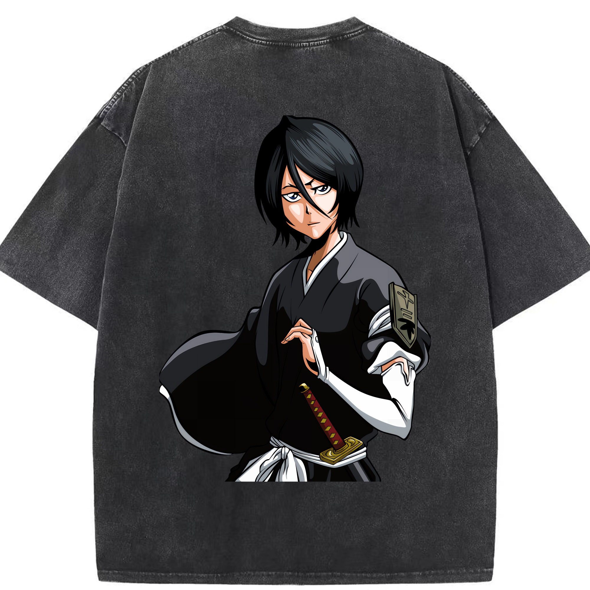 （画像用） ブリーチ 朽木ルキア BLEACH Kuchiki Rukia 綿100% ヴィンテージ風 半袖Tシャツ（背面プリント）