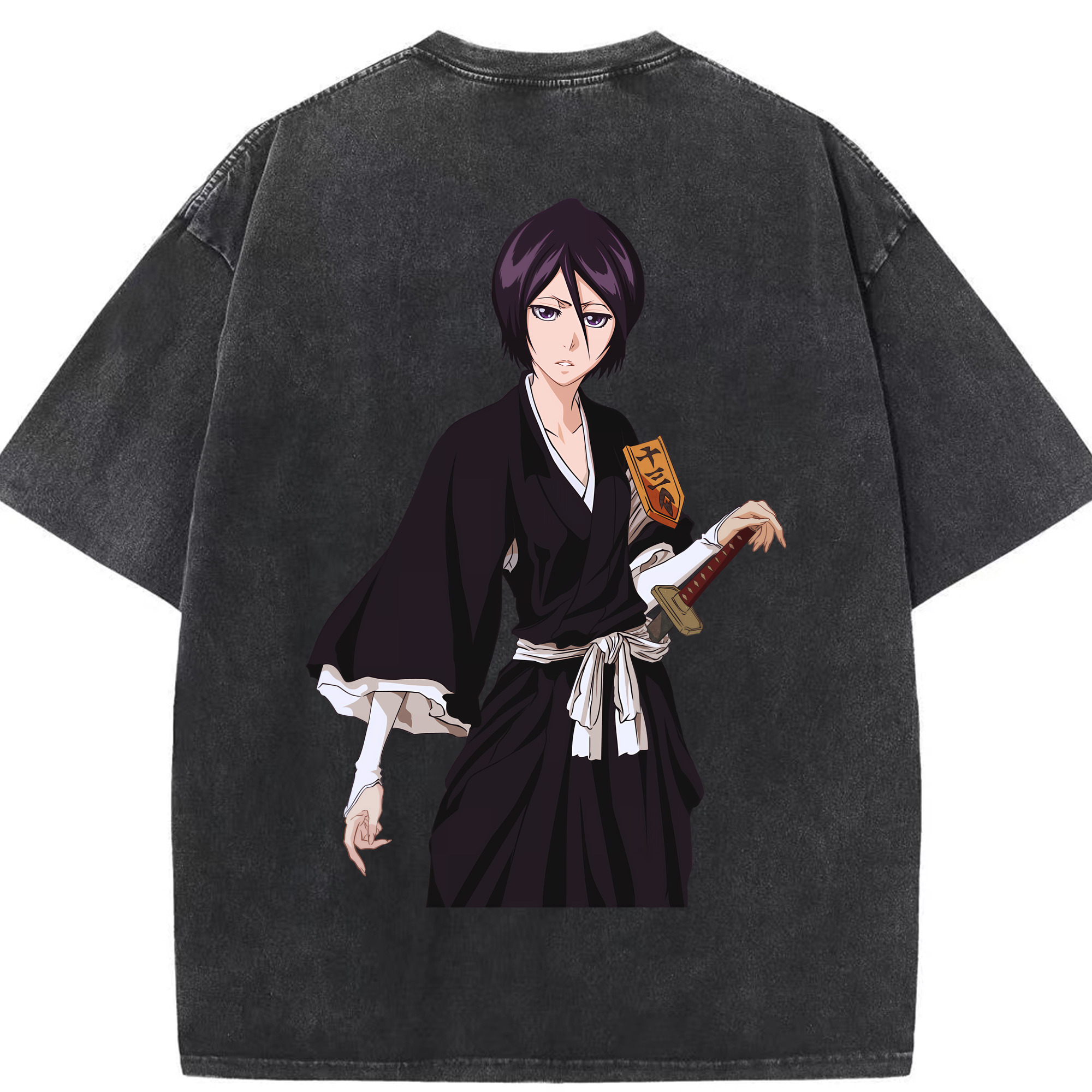 （画像用） ブリーチ 朽木ルキア BLEACH Kuchiki Rukia 綿100% ヴィンテージ風 半袖Tシャツ（背面プリント）