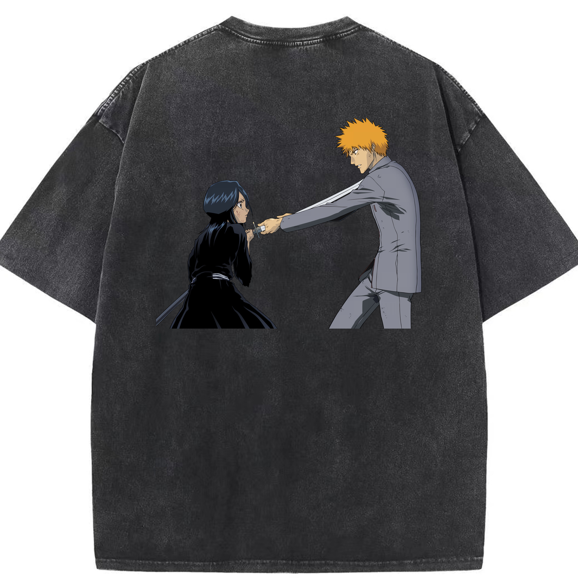 （画像用） ブリーチ 朽木ルキア BLEACH Kuchiki Rukia 綿100% ヴィンテージ風 半袖Tシャツ（背面プリント）