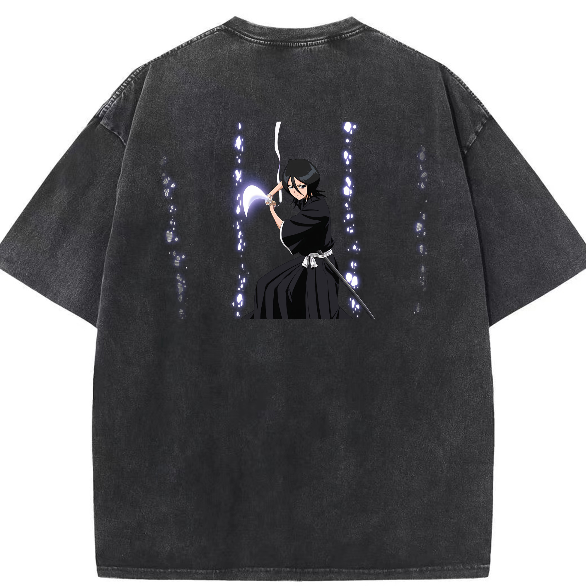 （画像用） ブリーチ 朽木ルキア BLEACH Kuchiki Rukia 綿100% ヴィンテージ風 半袖Tシャツ（背面プリント）