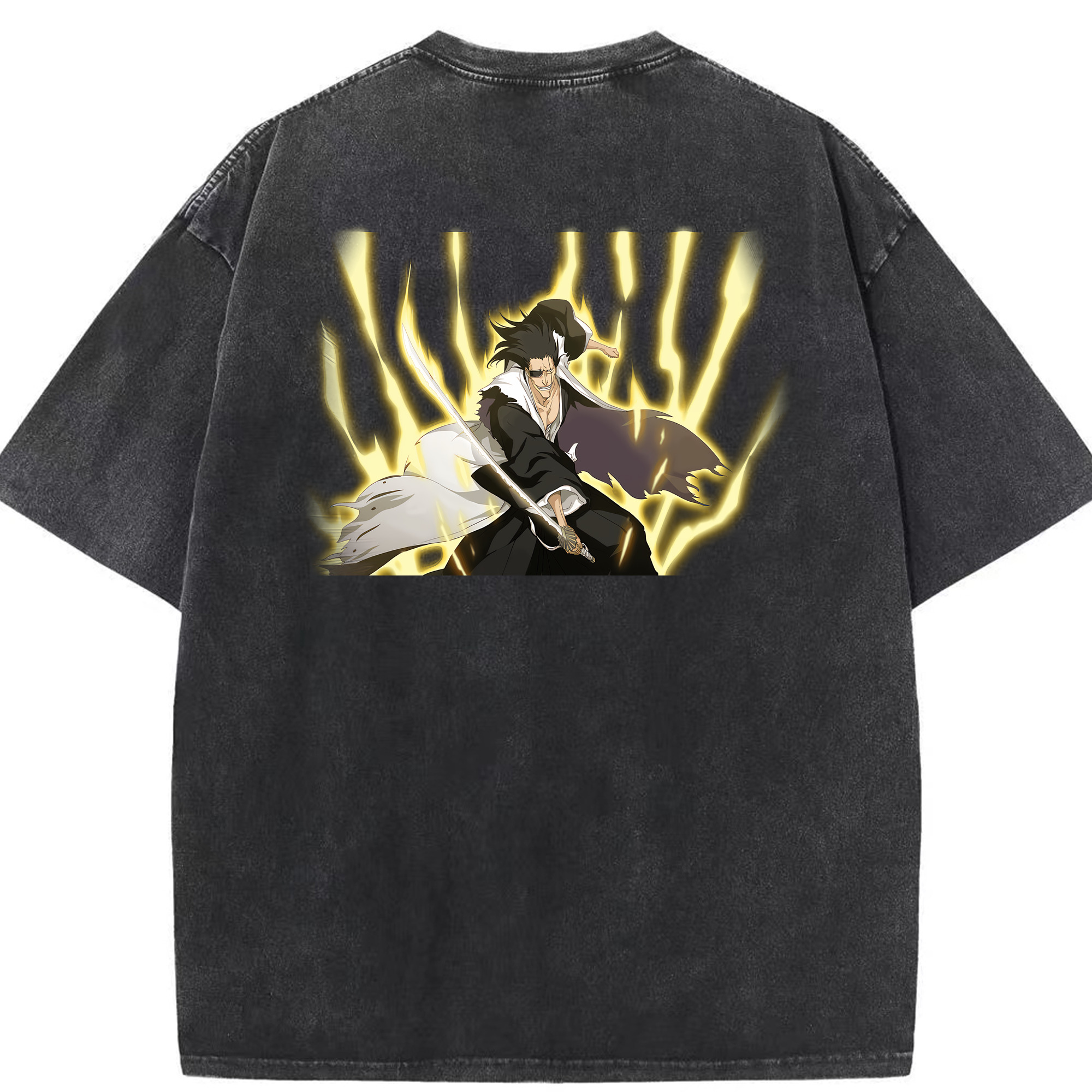 （画像用） ブリーチ ざらき けんぱち BLEACH Zaraki Kenpachi 綿100% ヴィンテージ風 半袖Tシャツ（背面プリント）