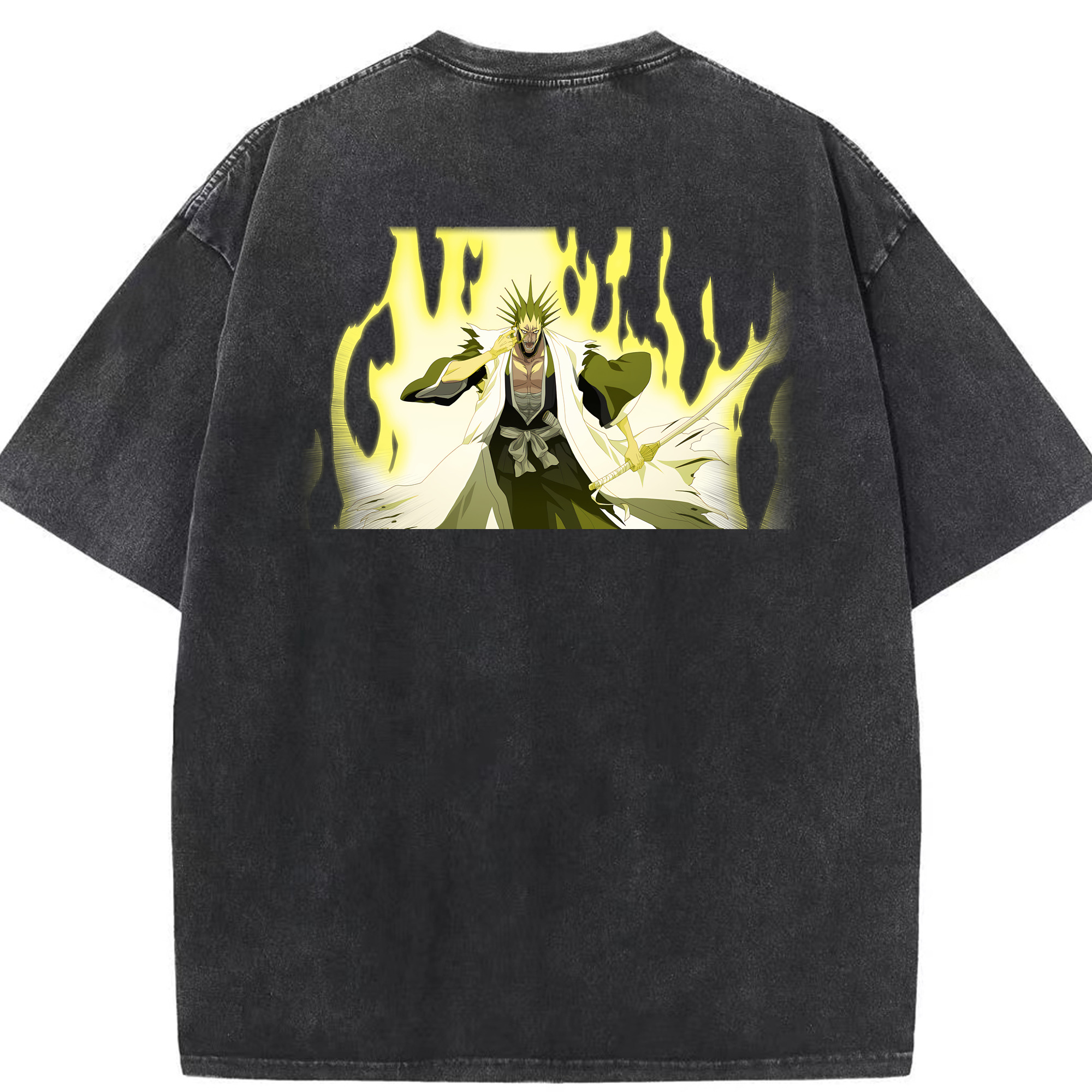 （画像用） ブリーチ ざらき けんぱち BLEACH Zaraki Kenpachi 綿100% ヴィンテージ風 半袖Tシャツ（背面プリント）