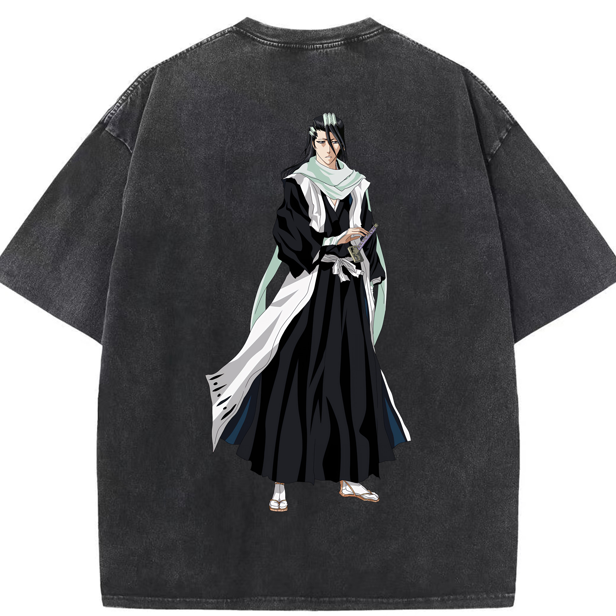 （画像用） ブリーチ くちき びゃくや BLEACH Kuchiki Byakuya 綿100% ヴィンテージ風 半袖Tシャツ（背面プリント）