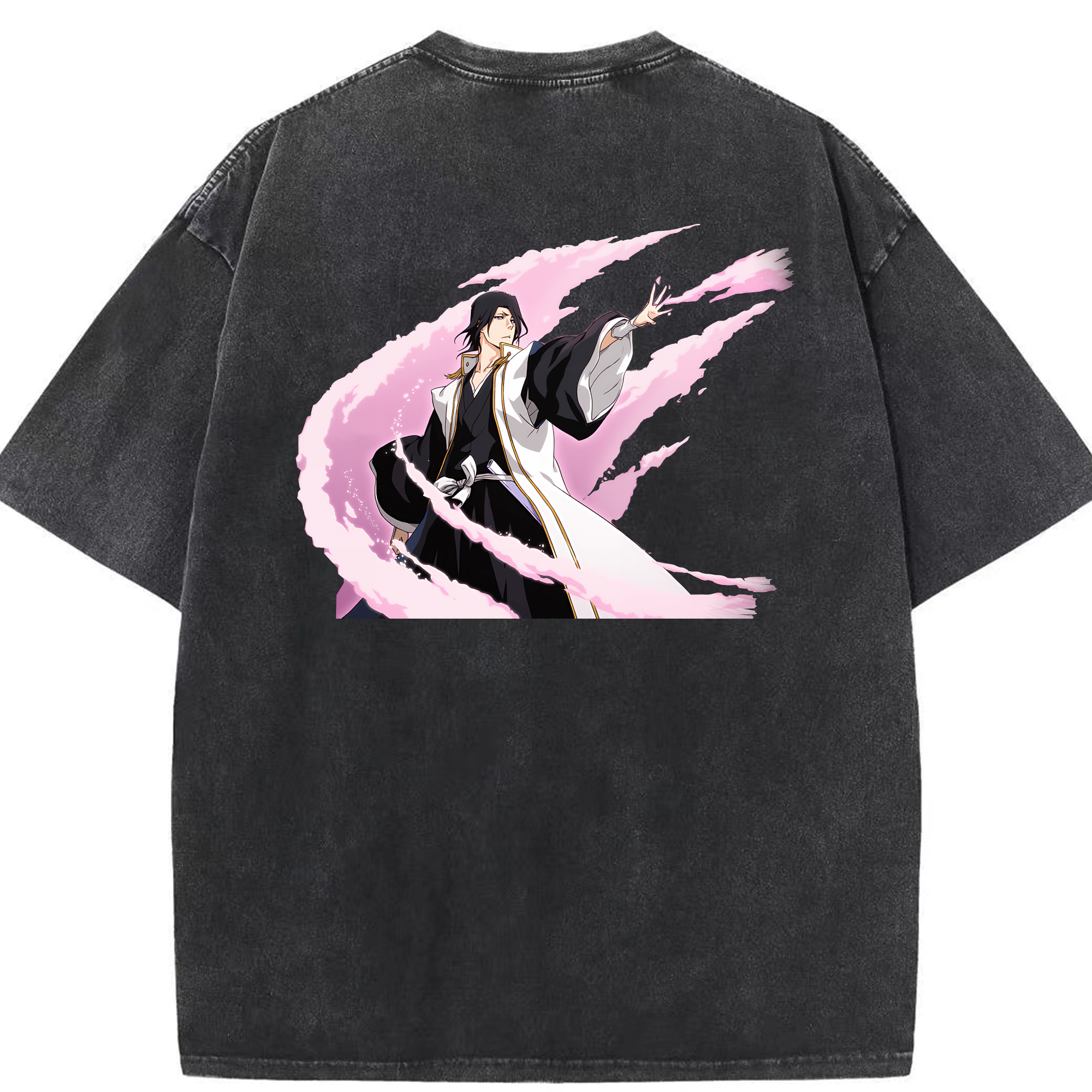 （画像用） ブリーチ くちき びゃくや BLEACH Kuchiki Byakuya 綿100% ヴィンテージ風 半袖Tシャツ（背面プリント）