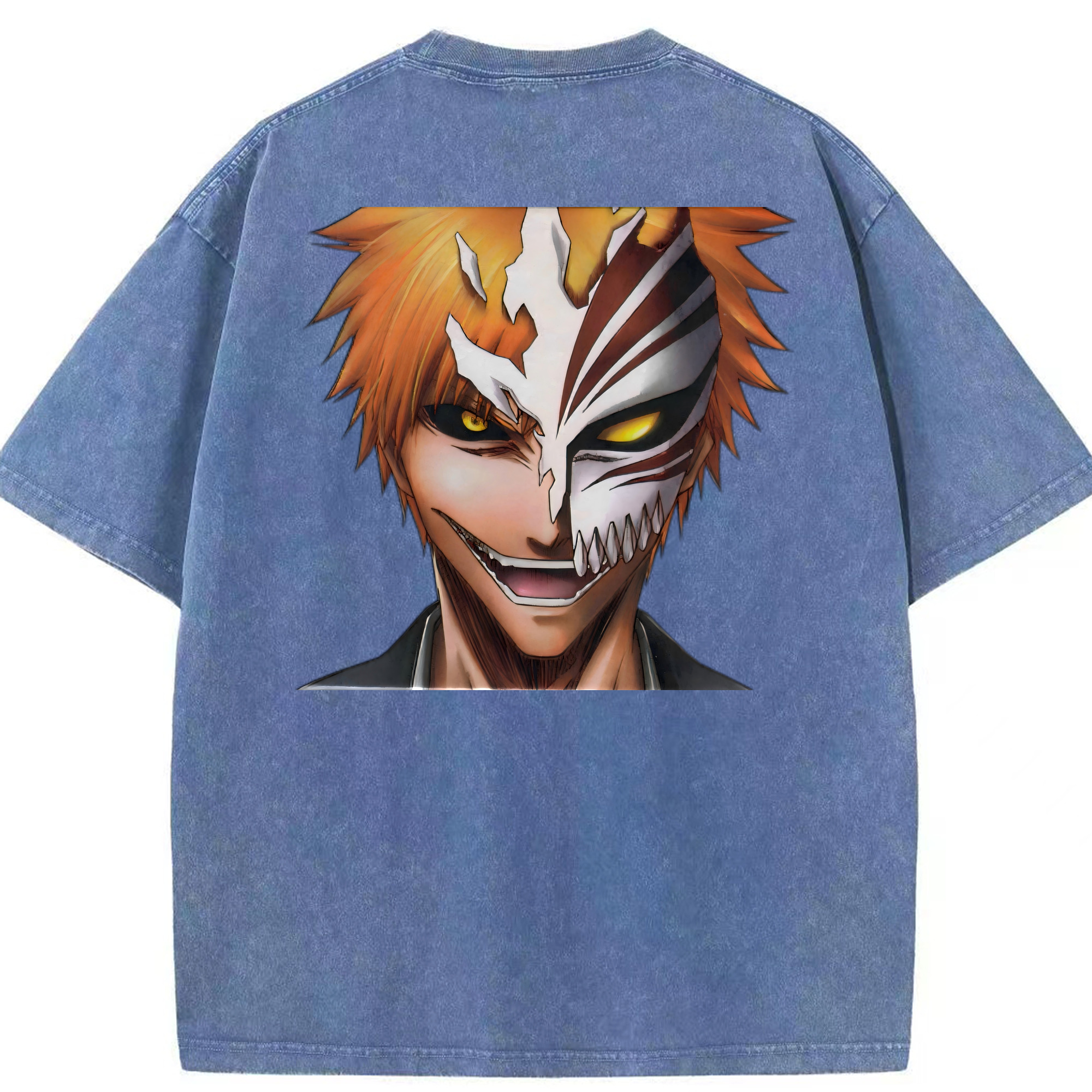 （画像用） ブリーチ 黒崎一護（くろさき いちご）BLEACH Kurosaki Ichigo 綿100% ヴィンテージ風 半袖Tシャツ（背面プリント）
