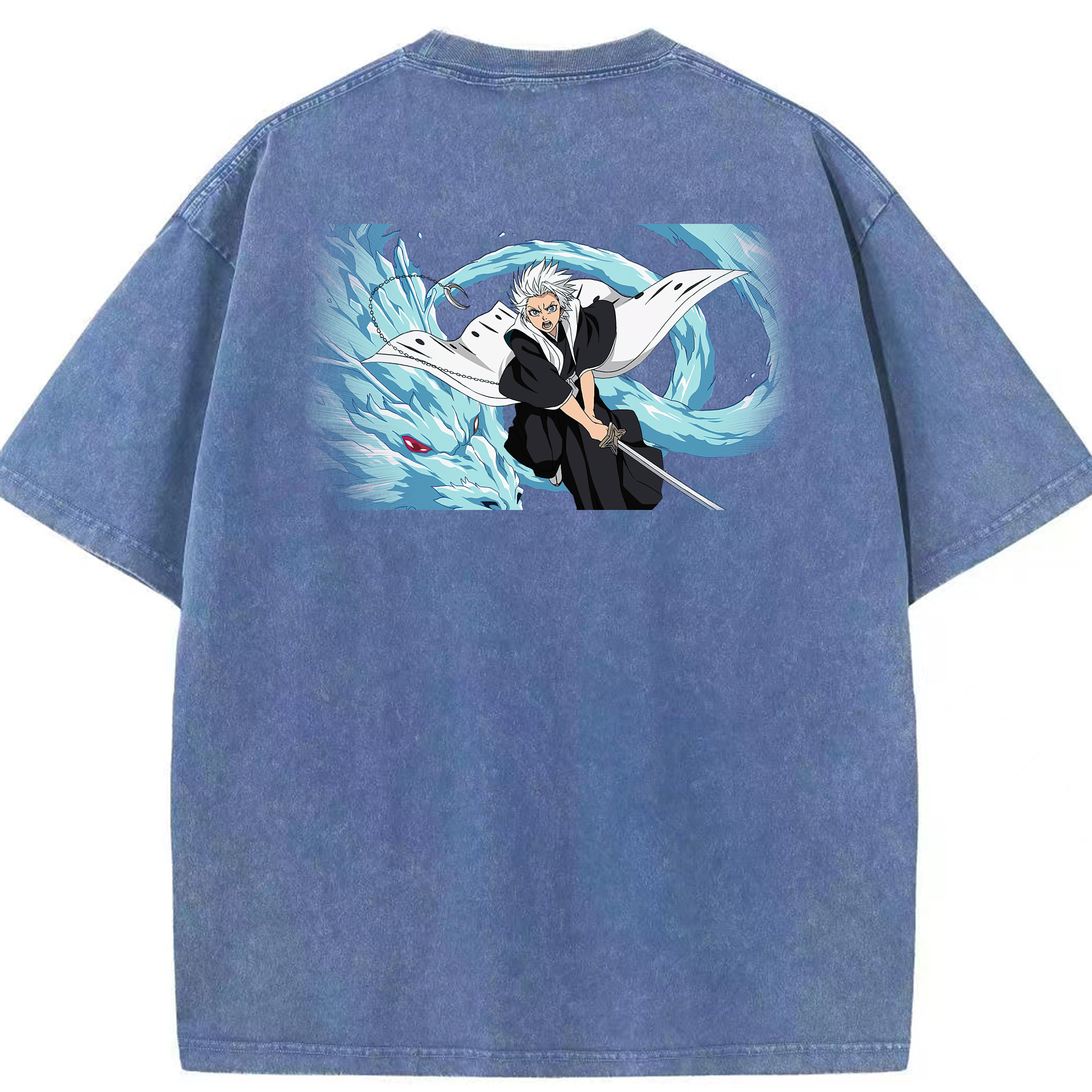 （画像用） ブリーチ 日番谷冬獅郎（ひつがや とうしろう） BLEACH Hitsugaya Toushirou 綿100% ヴィンテージ風 半袖Tシャツ（背面プリント）