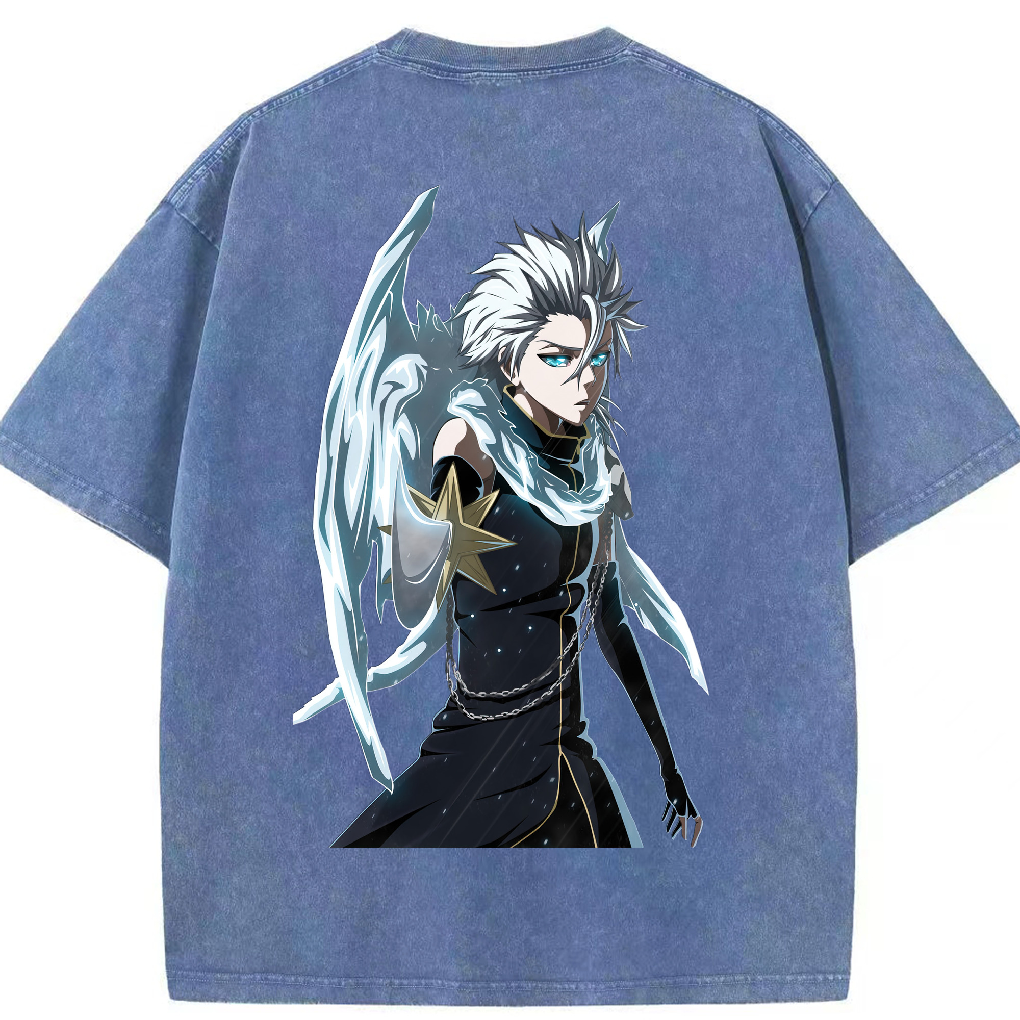 （画像用） ブリーチ 日番谷冬獅郎（ひつがや とうしろう） BLEACH Hitsugaya Toushirou 綿100% ヴィンテージ風 半袖Tシャツ（背面プリント）