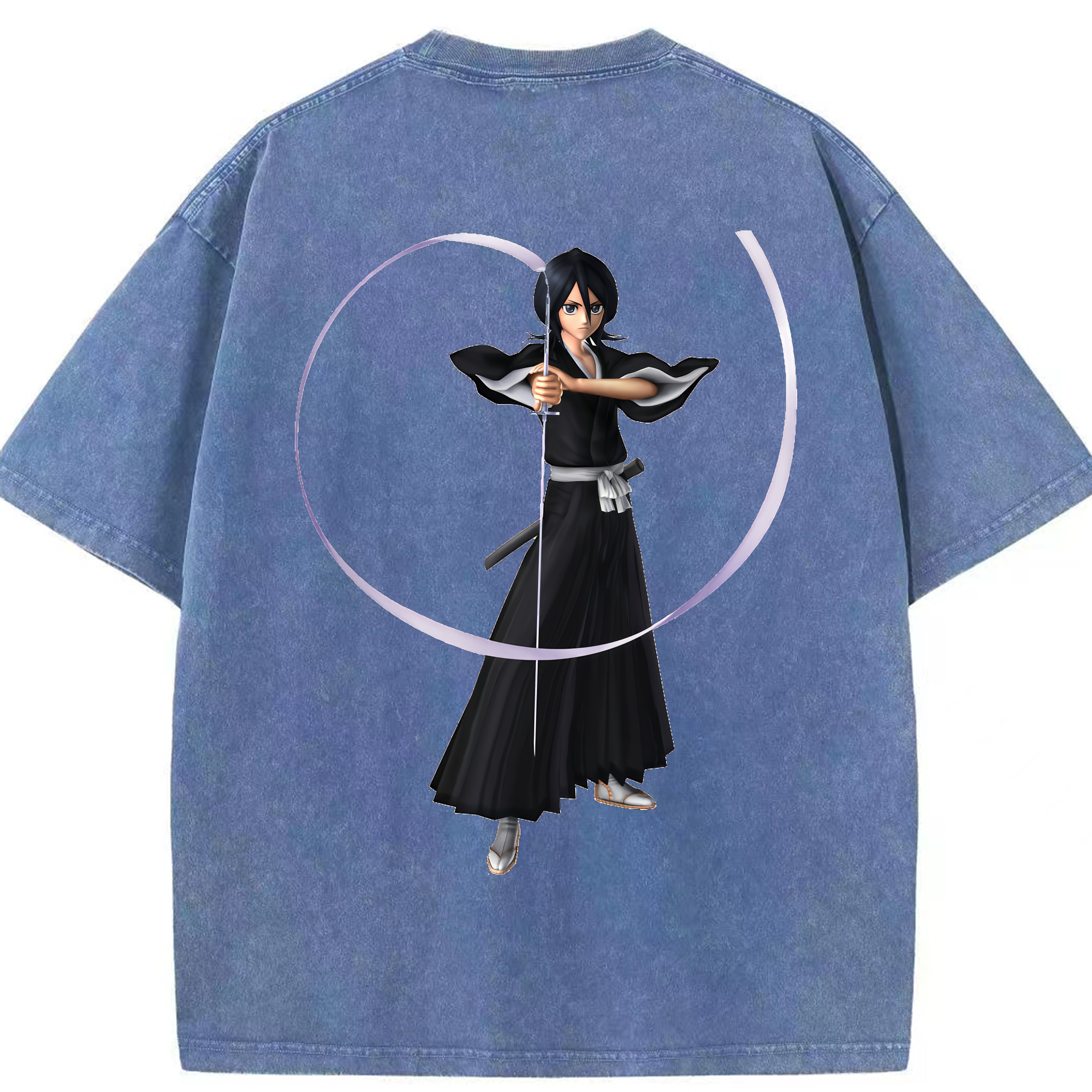 （画像用） ブリーチ 朽木ルキア BLEACH Kuchiki Rukia 綿100% ヴィンテージ風 半袖Tシャツ（背面プリント）