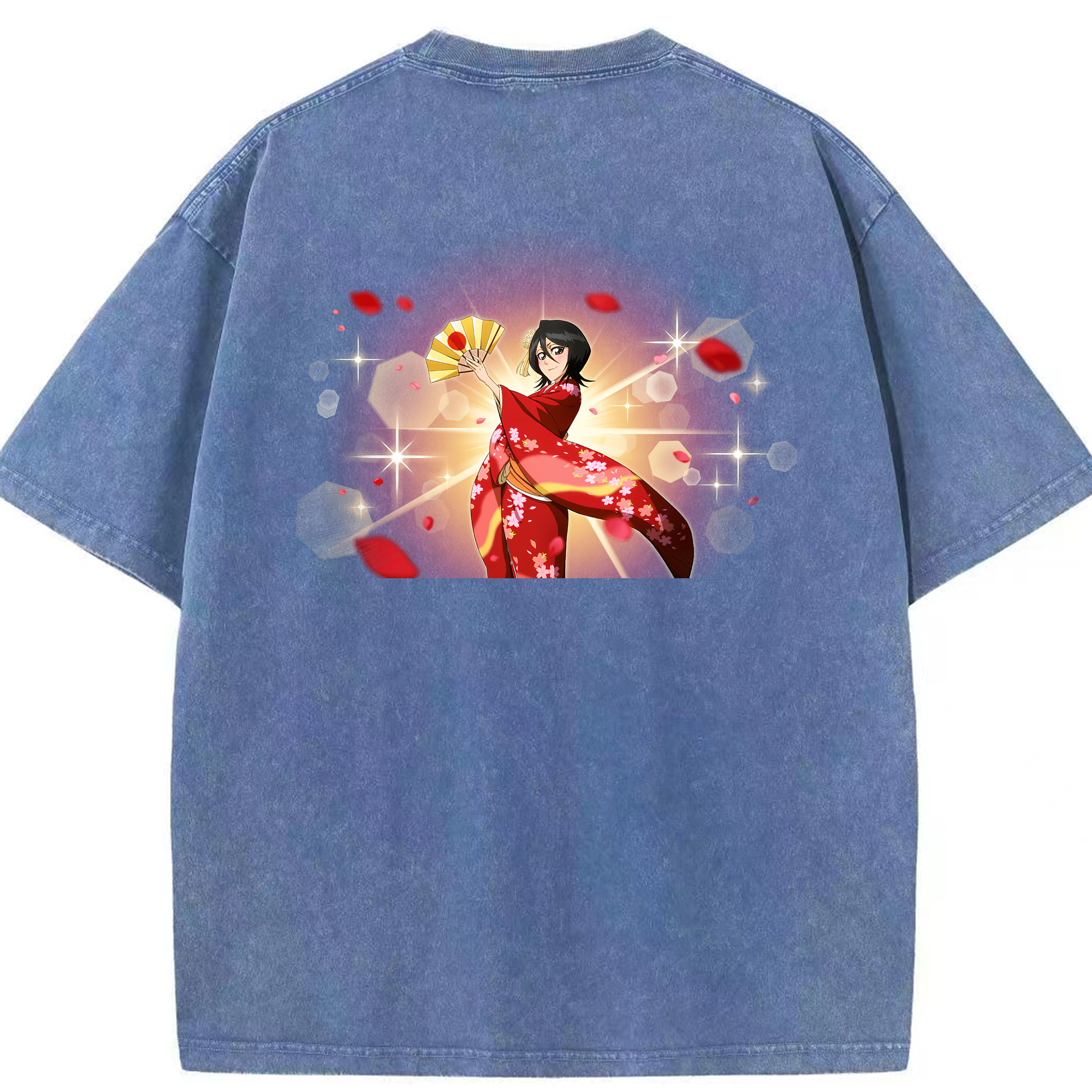 （画像用） ブリーチ 朽木ルキア BLEACH Kuchiki Rukia 綿100% ヴィンテージ風 半袖Tシャツ（背面プリント）