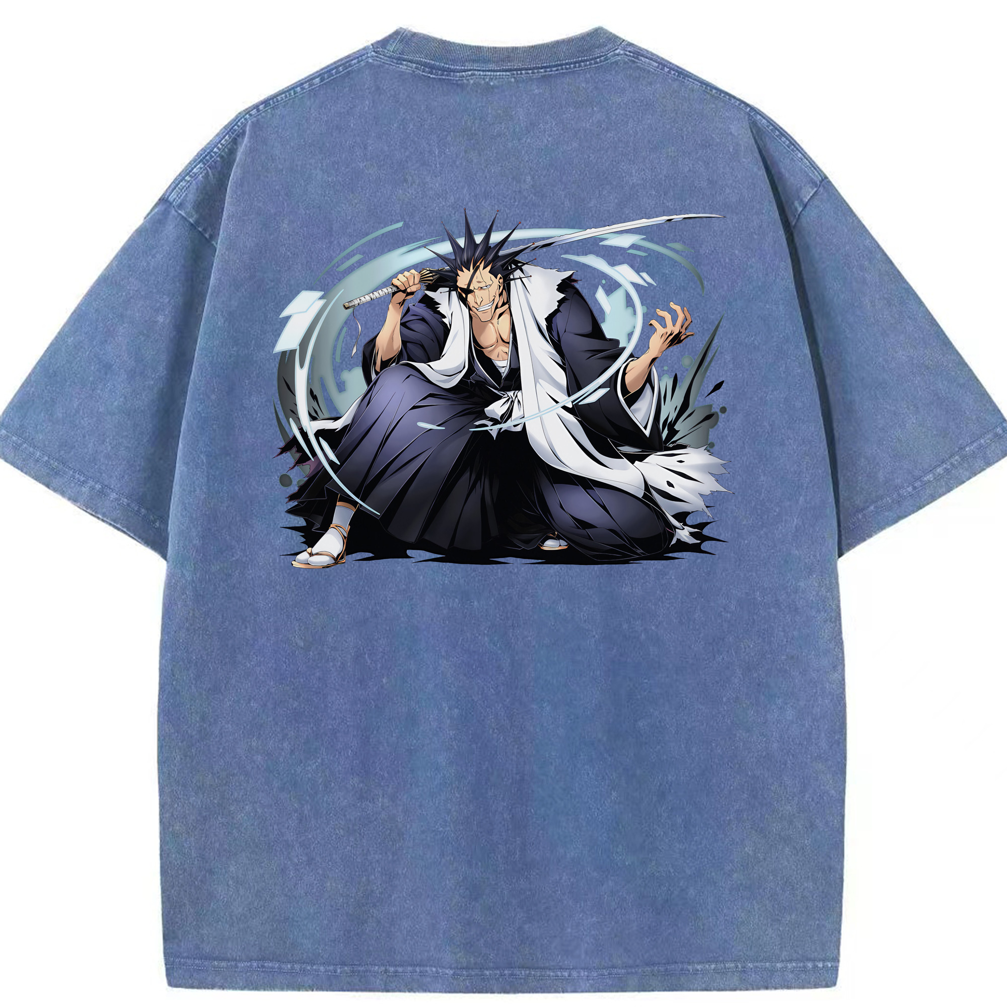 （画像用） ブリーチ ざらき けんぱち BLEACH Zaraki Kenpachi 綿100% ヴィンテージ風 半袖Tシャツ（背面プリント）