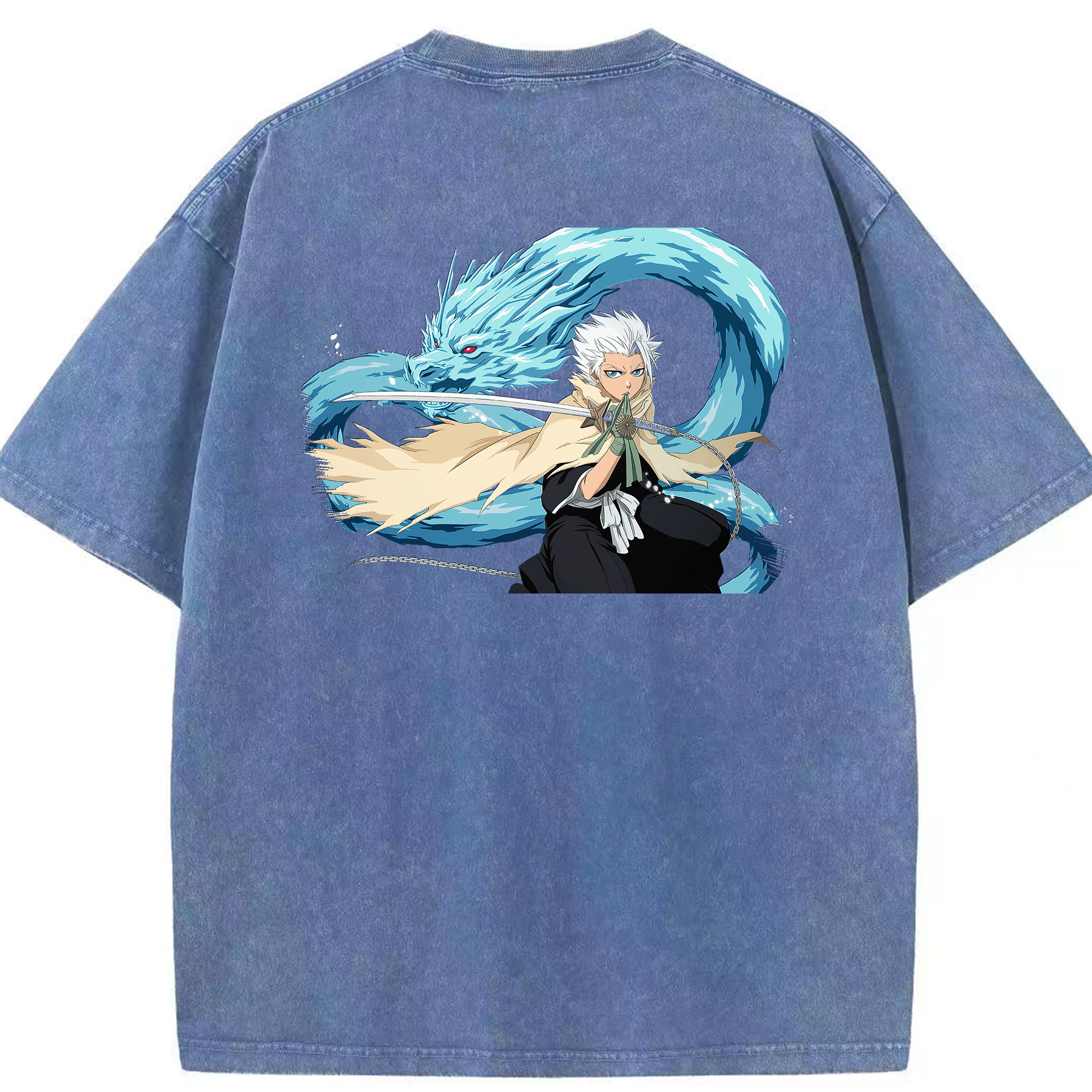 （画像用） ブリーチ 日番谷冬獅郎（ひつがや とうしろう） BLEACH Hitsugaya Toushirou 綿100% ヴィンテージ風 半袖Tシャツ（背面プリント）