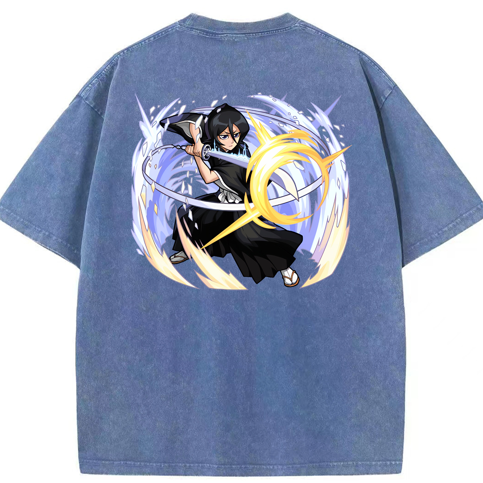 （画像用） ブリーチ 朽木ルキア BLEACH Kuchiki Rukia 綿100% ヴィンテージ風 半袖Tシャツ（背面プリント）