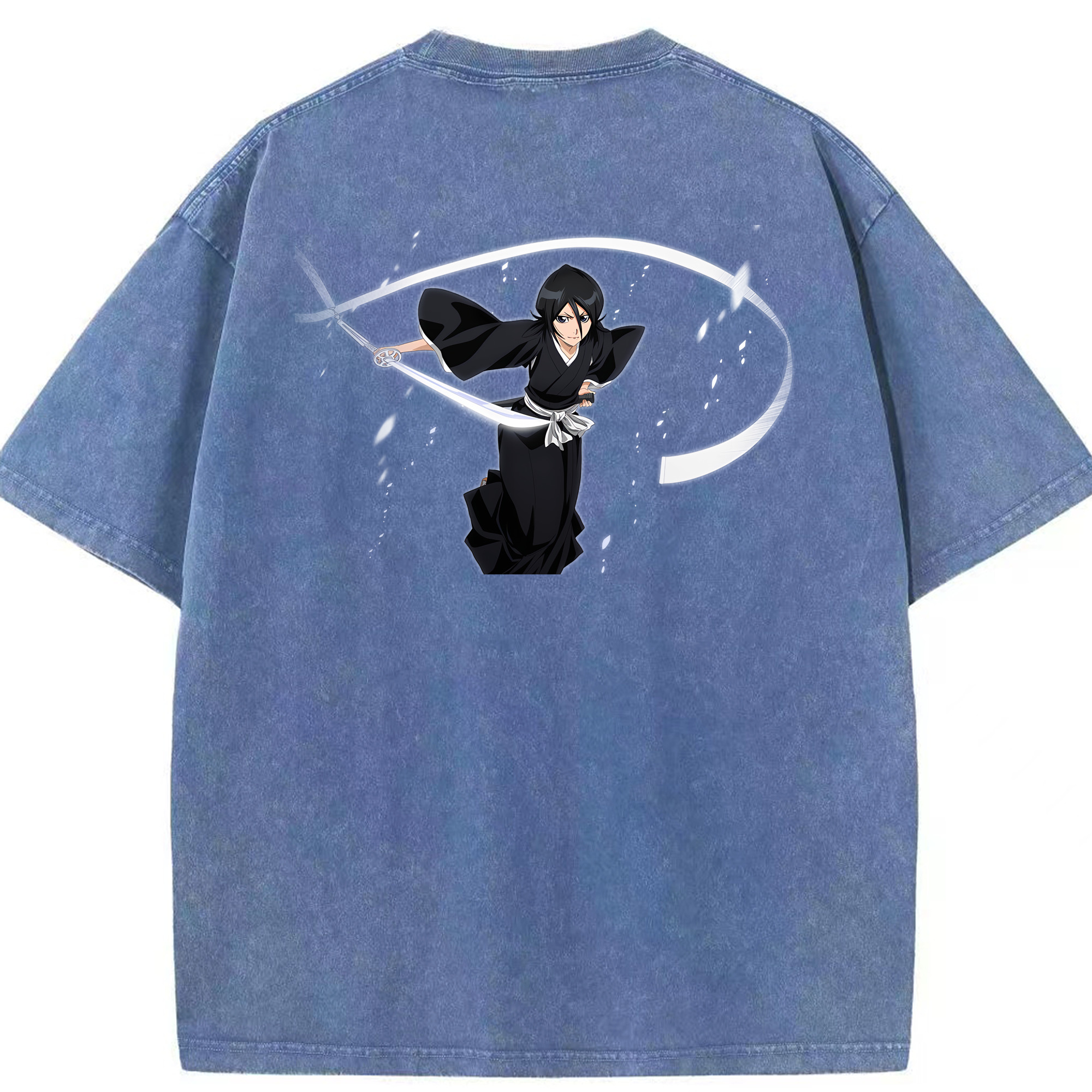 （画像用） ブリーチ 朽木ルキア BLEACH Kuchiki Rukia 綿100% ヴィンテージ風 半袖Tシャツ（背面プリント）