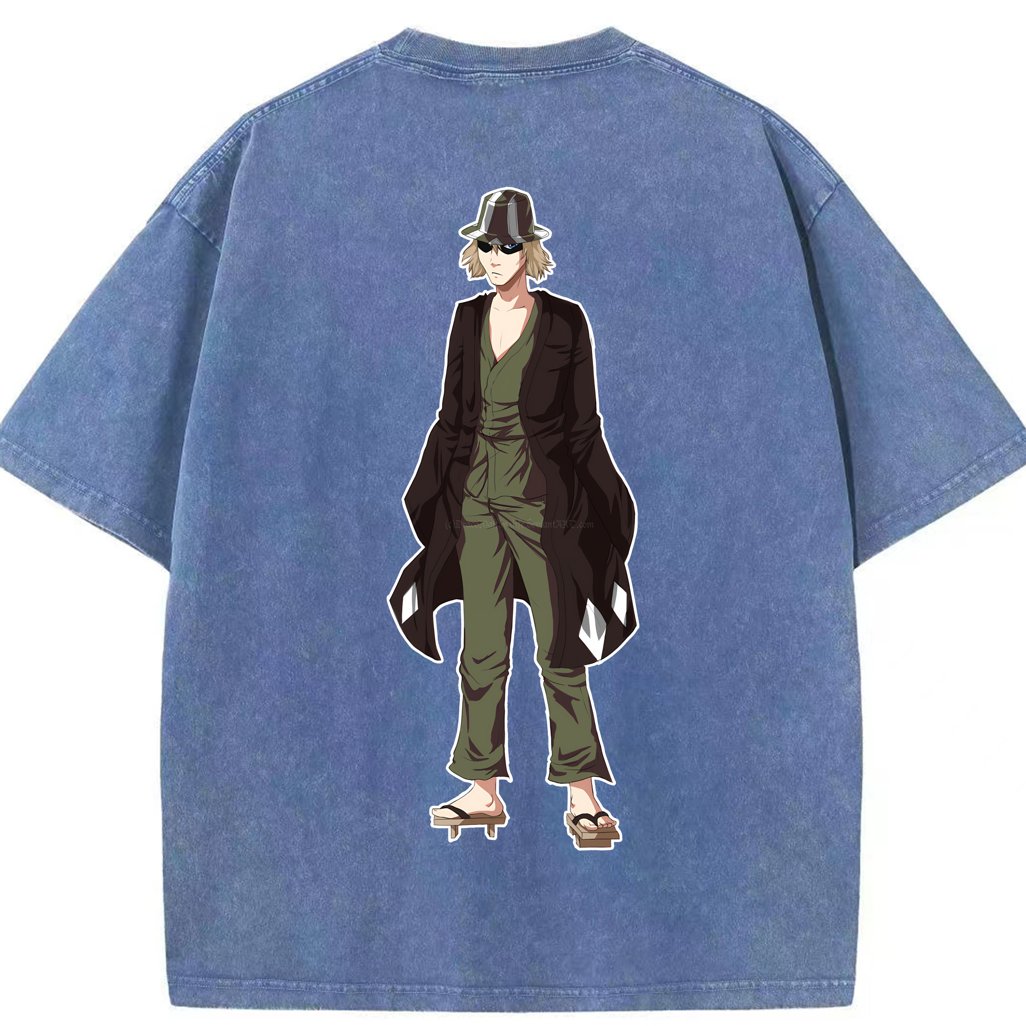 （画像用） "ブリーチ 浦原 喜助（うらはら きすけ） BLEACH Urahara Kisuke " 綿100% ヴィンテージ風 半袖Tシャツ（背面プリント）