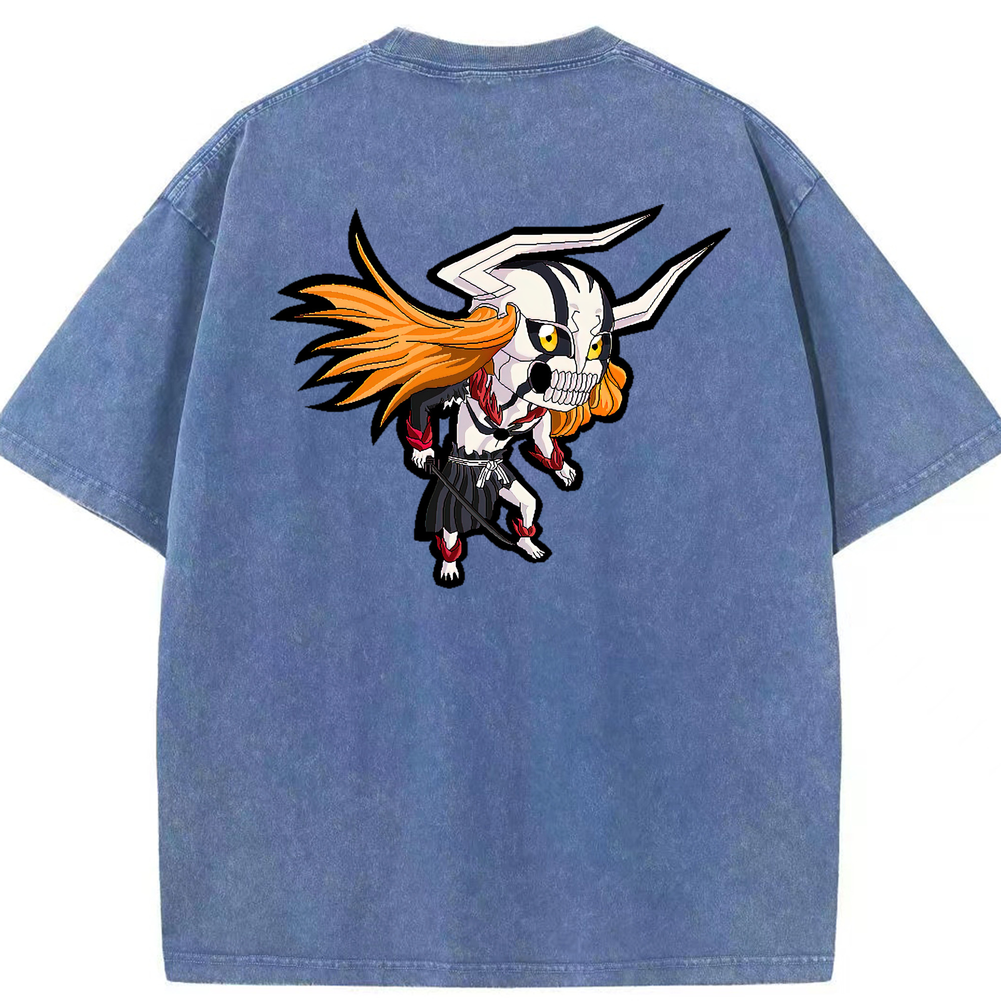 （画像用） ブリーチ 黒崎一護（くろさき いちご）BLEACH Kurosaki Ichigo 綿100% ヴィンテージ風 半袖Tシャツ（背面プリント）