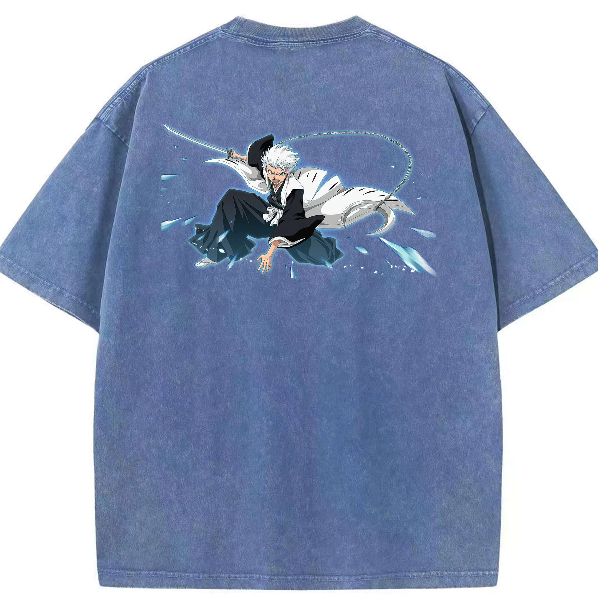 （画像用） ブリーチ 日番谷冬獅郎（ひつがや とうしろう） BLEACH Hitsugaya Toushirou 綿100% ヴィンテージ風 半袖Tシャツ（背面プリント）