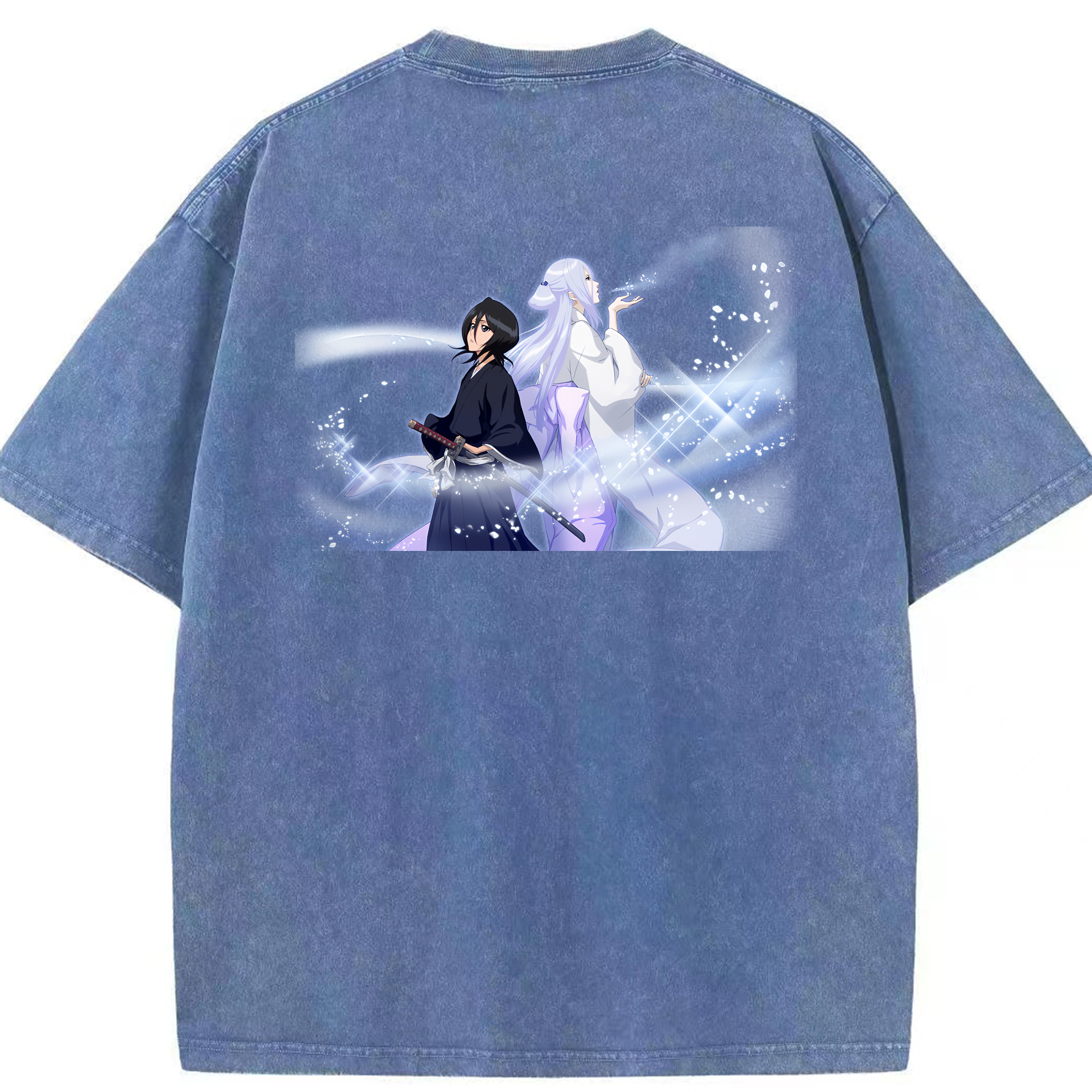 （画像用） ブリーチ 朽木ルキア BLEACH Kuchiki Rukia 綿100% ヴィンテージ風 半袖Tシャツ（背面プリント）