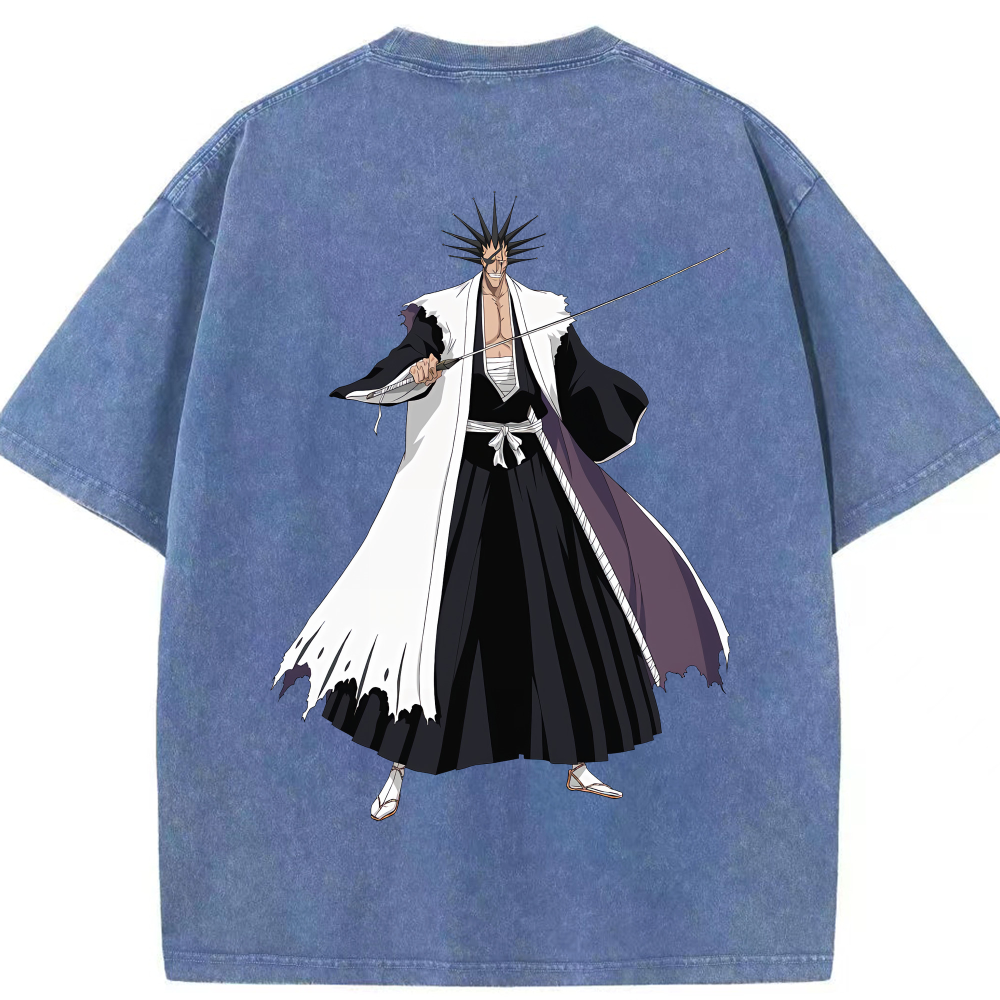 （画像用） ブリーチ ざらき けんぱち BLEACH Zaraki Kenpachi 綿100% ヴィンテージ風 半袖Tシャツ（背面プリント）