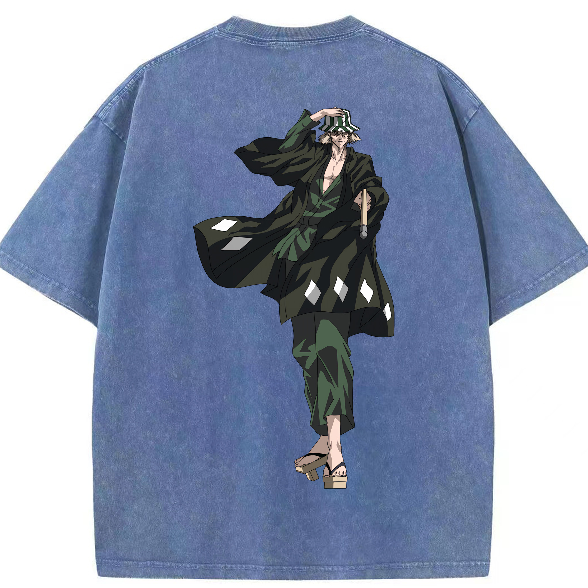 （画像用） "ブリーチ 浦原 喜助（うらはら きすけ） BLEACH Urahara Kisuke " 綿100% ヴィンテージ風 半袖Tシャツ（背面プリント）