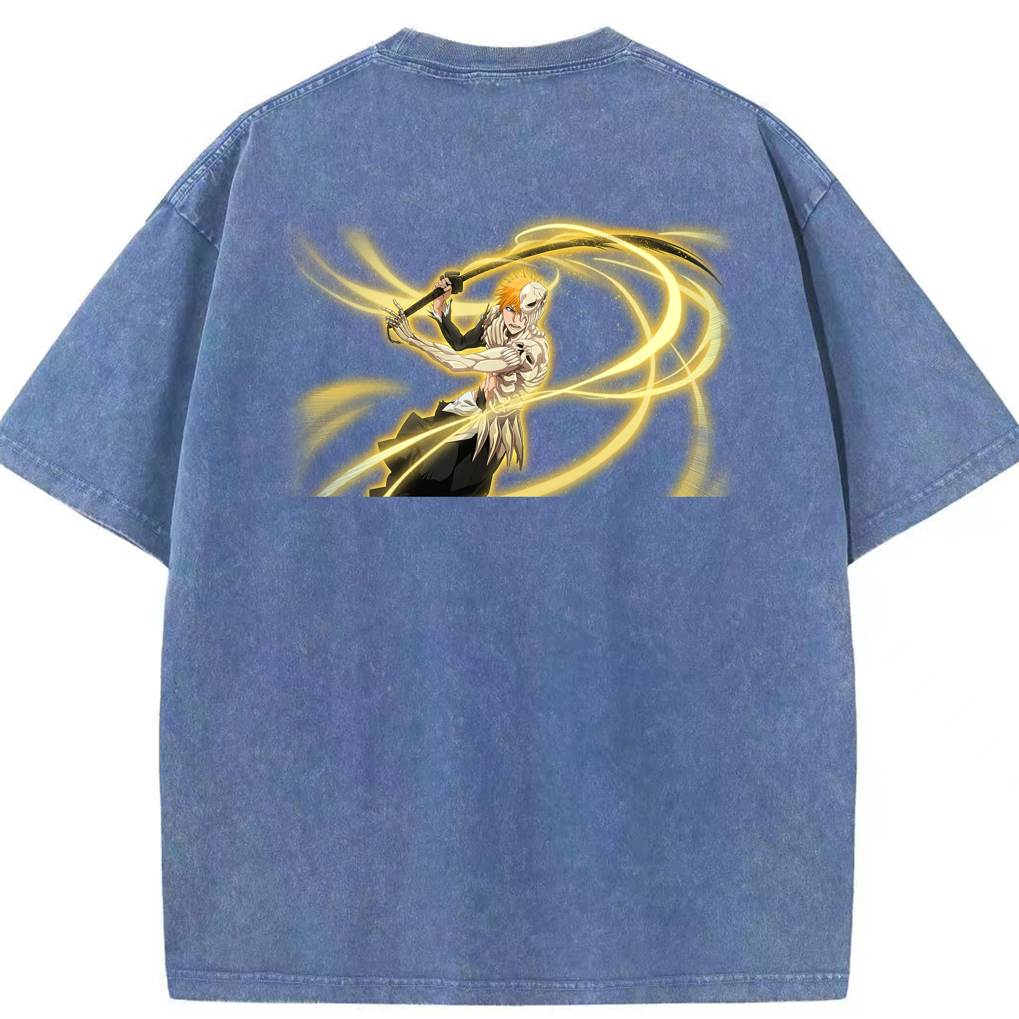 （画像用） ブリーチ 黒崎一護（くろさき いちご）BLEACH Kurosaki Ichigo 綿100% ヴィンテージ風 半袖Tシャツ（背面プリント）