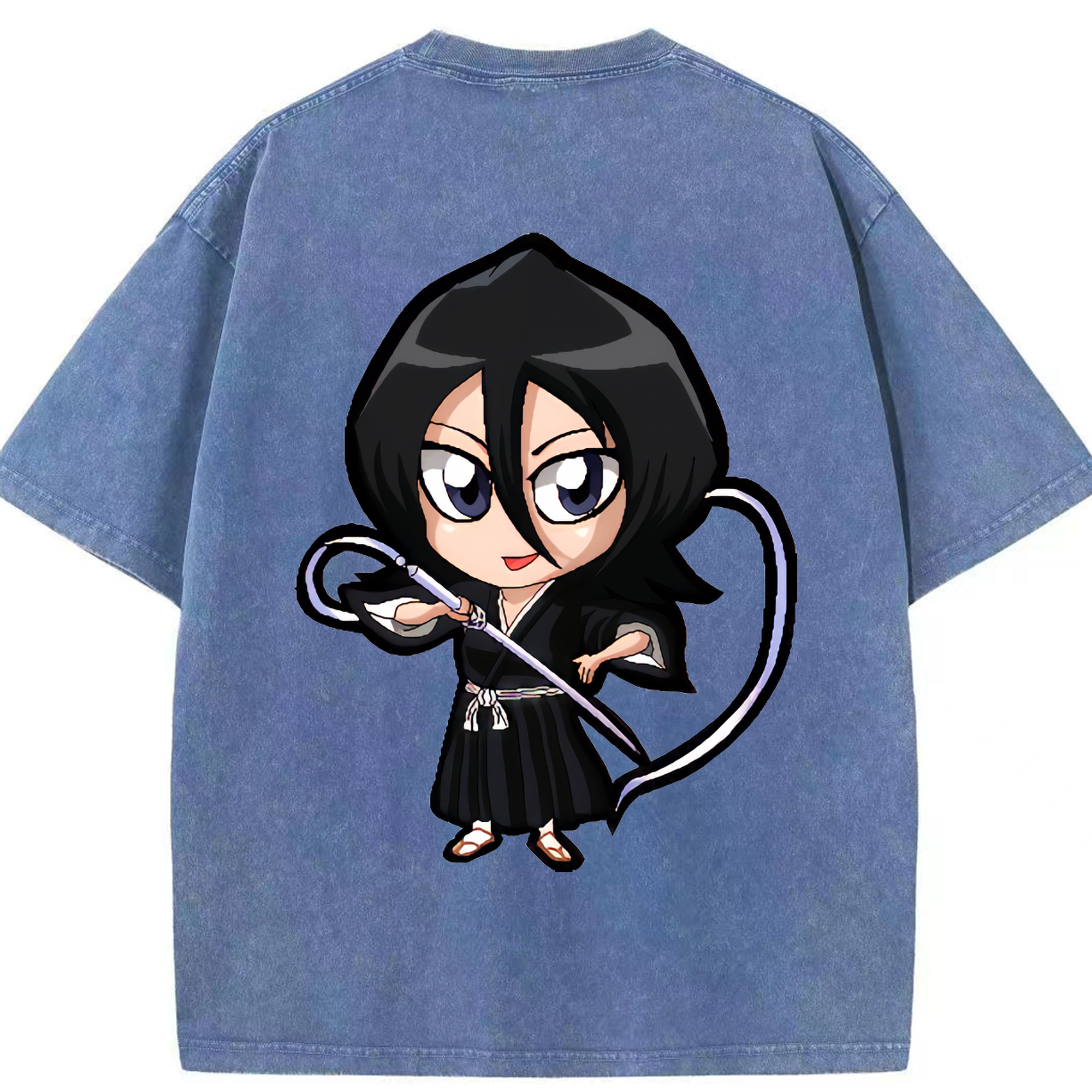 （画像用） ブリーチ 朽木ルキア BLEACH Kuchiki Rukia 綿100% ヴィンテージ風 半袖Tシャツ（背面プリント）