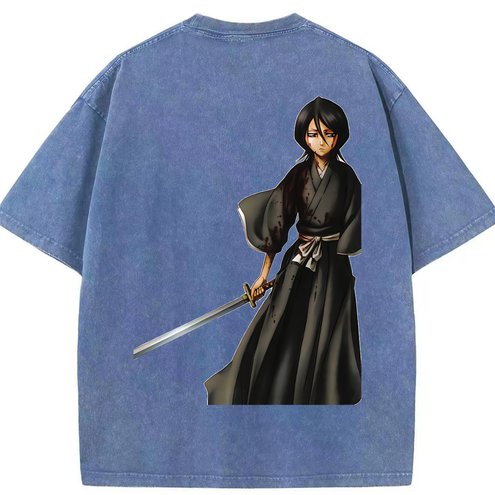 （画像用） ブリーチ 朽木ルキア BLEACH Kuchiki Rukia 綿100% ヴィンテージ風 半袖Tシャツ（背面プリント）