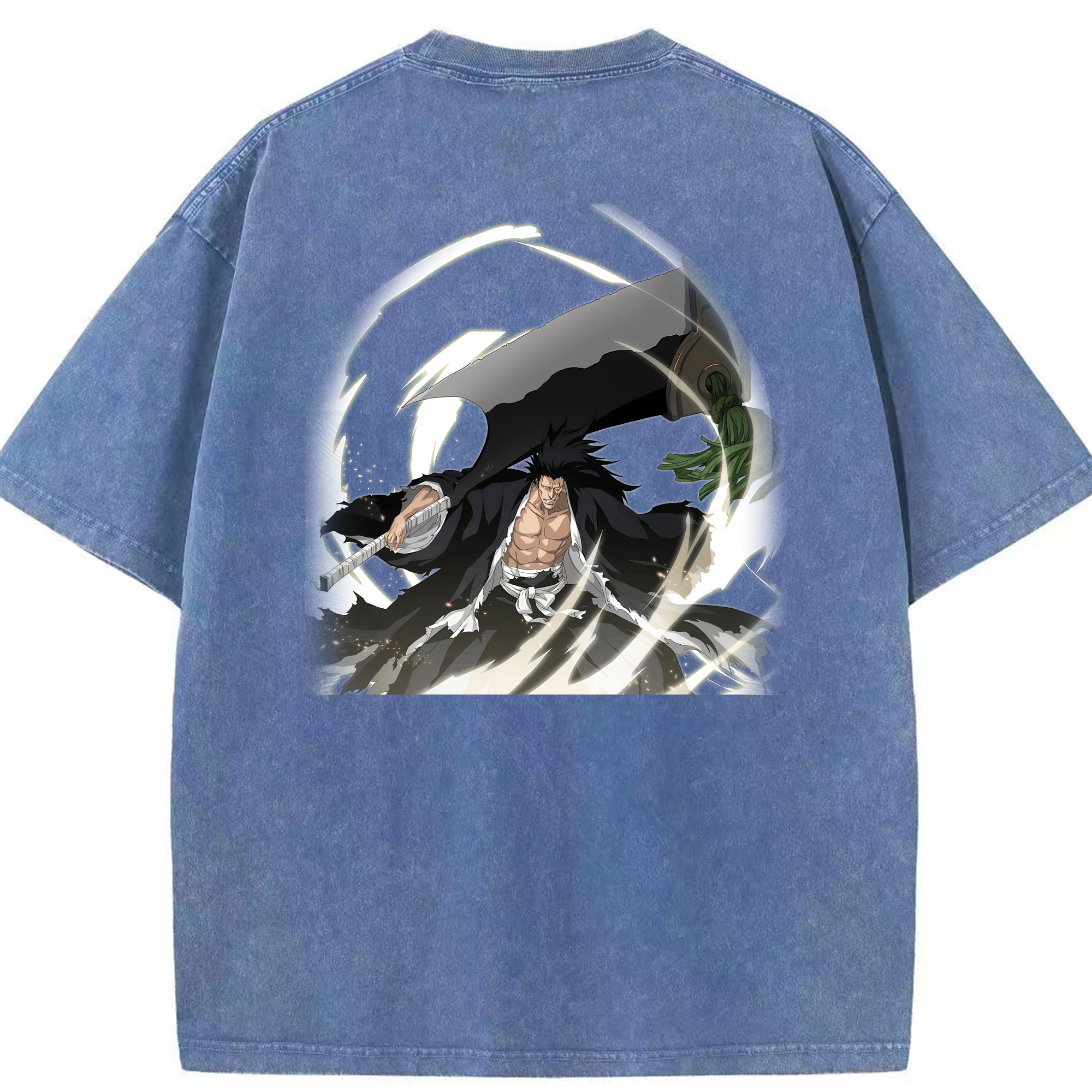 （画像用） ブリーチ ざらき けんぱち BLEACH Zaraki Kenpachi 綿100% ヴィンテージ風 半袖Tシャツ（背面プリント）