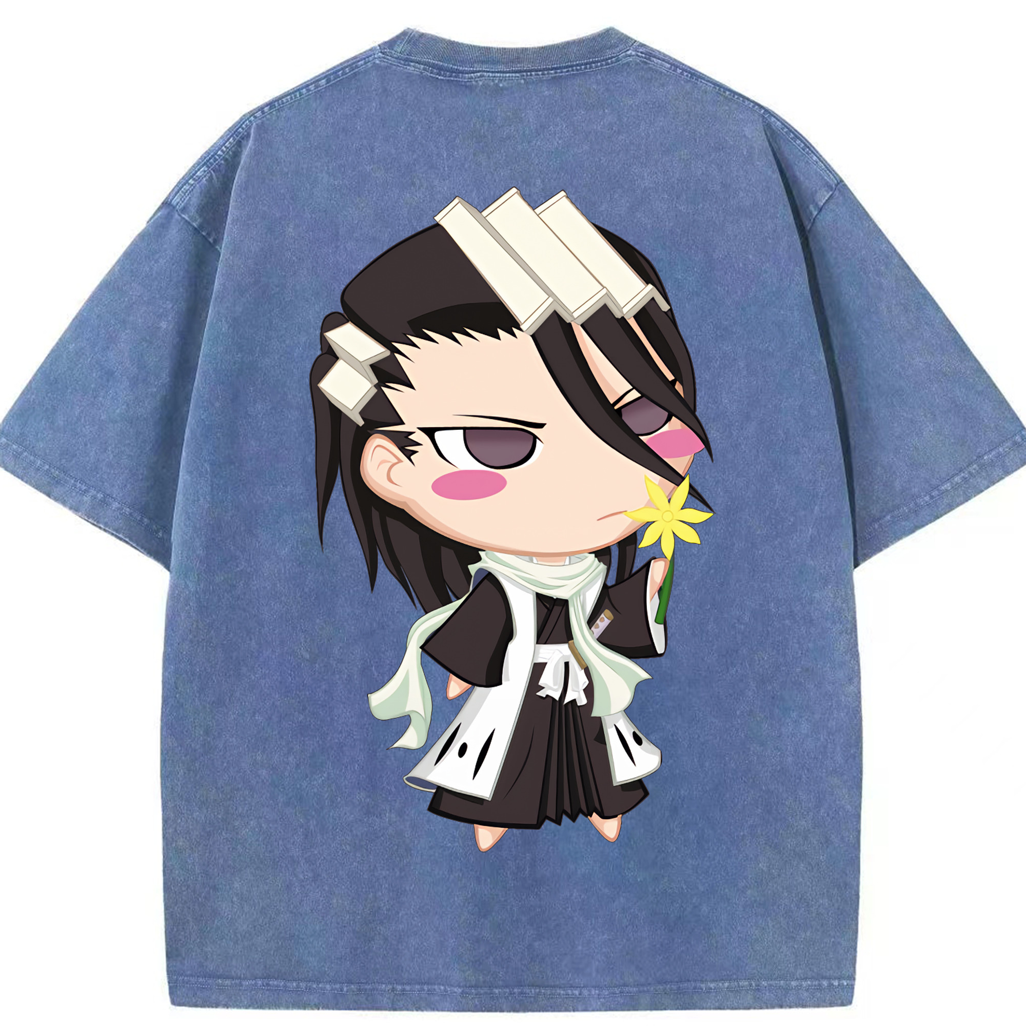 （画像用） ブリーチ くちき びゃくや BLEACH Kuchiki Byakuya 綿100% ヴィンテージ風 半袖Tシャツ（背面プリント）