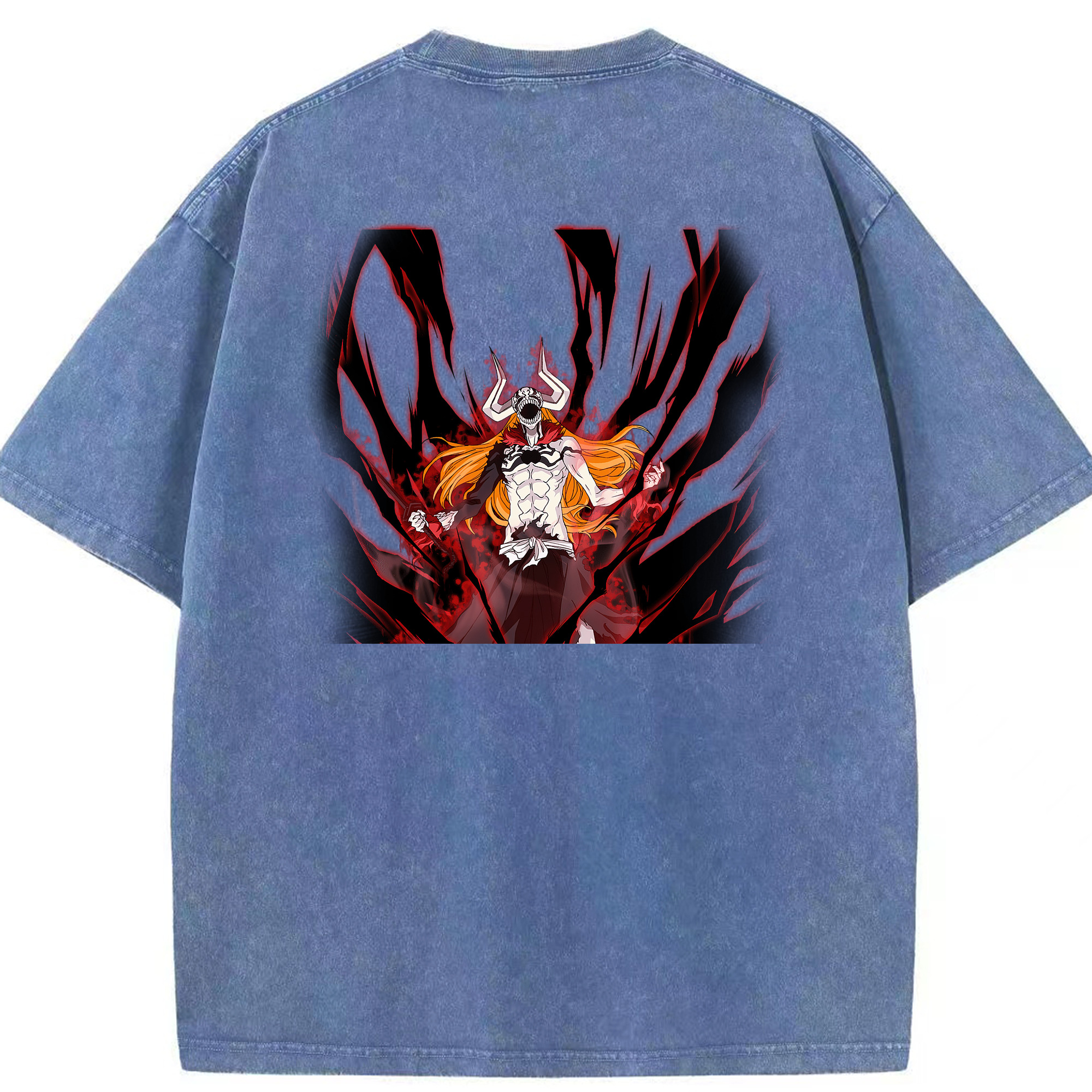 （画像用） ブリーチ 黒崎一護（くろさき いちご）BLEACH Kurosaki Ichigo 綿100% ヴィンテージ風 半袖Tシャツ（背面プリント）