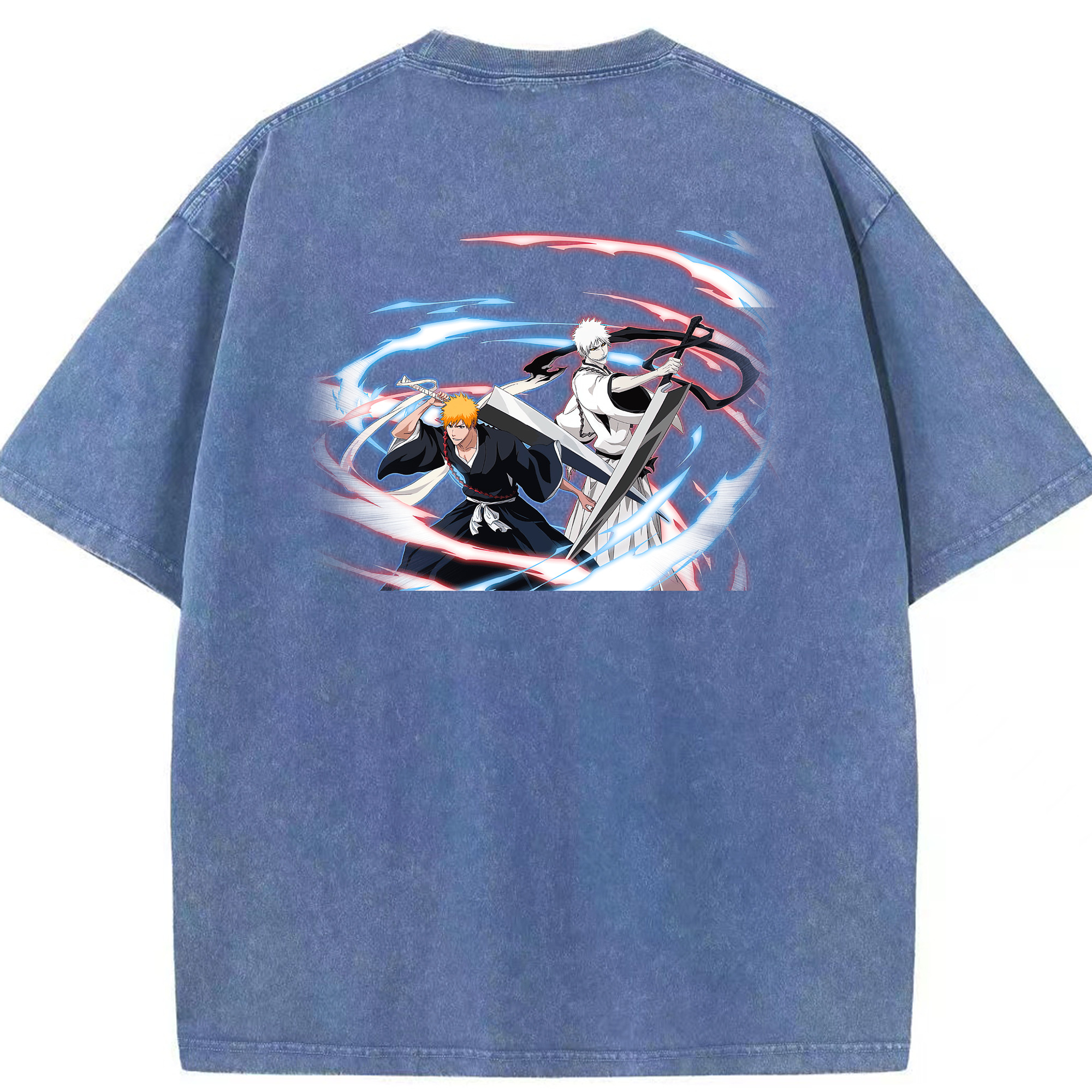（画像用） ブリーチ 黒崎一護（くろさき いちご）BLEACH Kurosaki Ichigo 綿100% ヴィンテージ風 半袖Tシャツ（背面プリント）