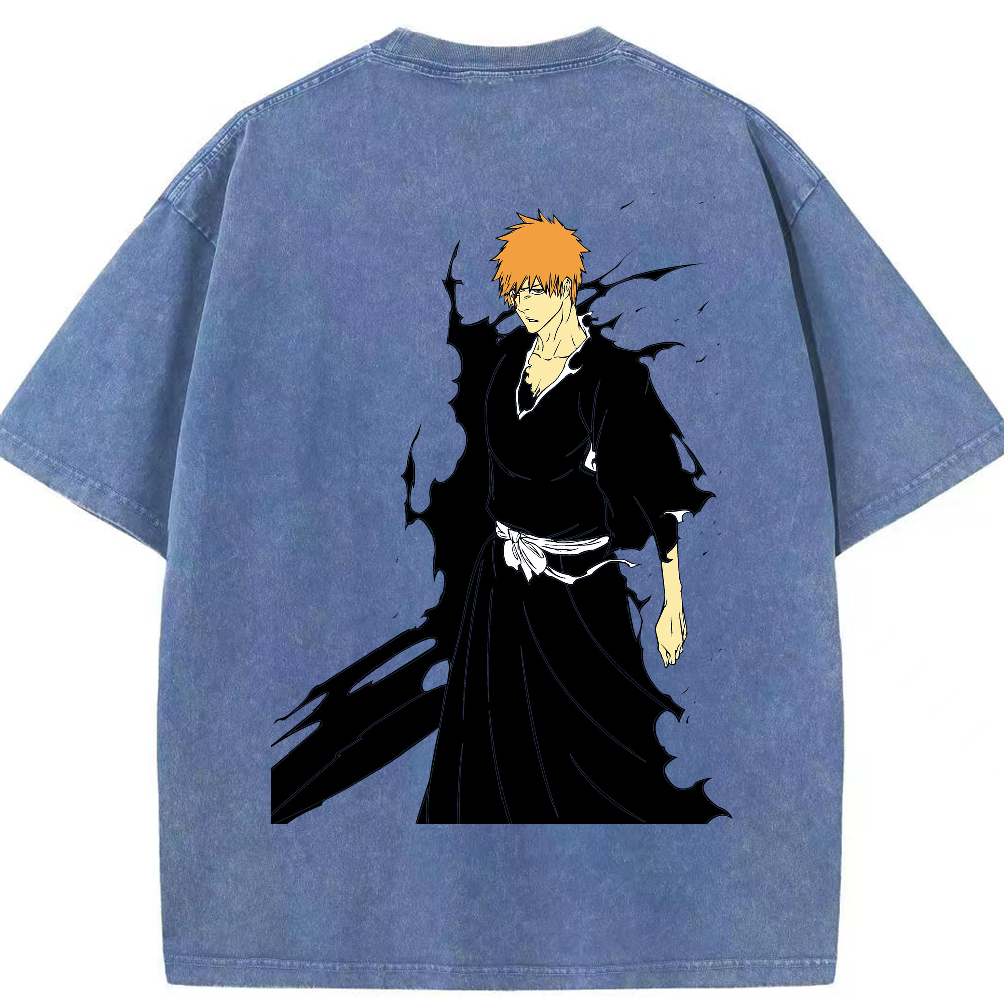 （画像用） ブリーチ 黒崎一護（くろさき いちご）BLEACH Kurosaki Ichigo 綿100% ヴィンテージ風 半袖Tシャツ（背面プリント）