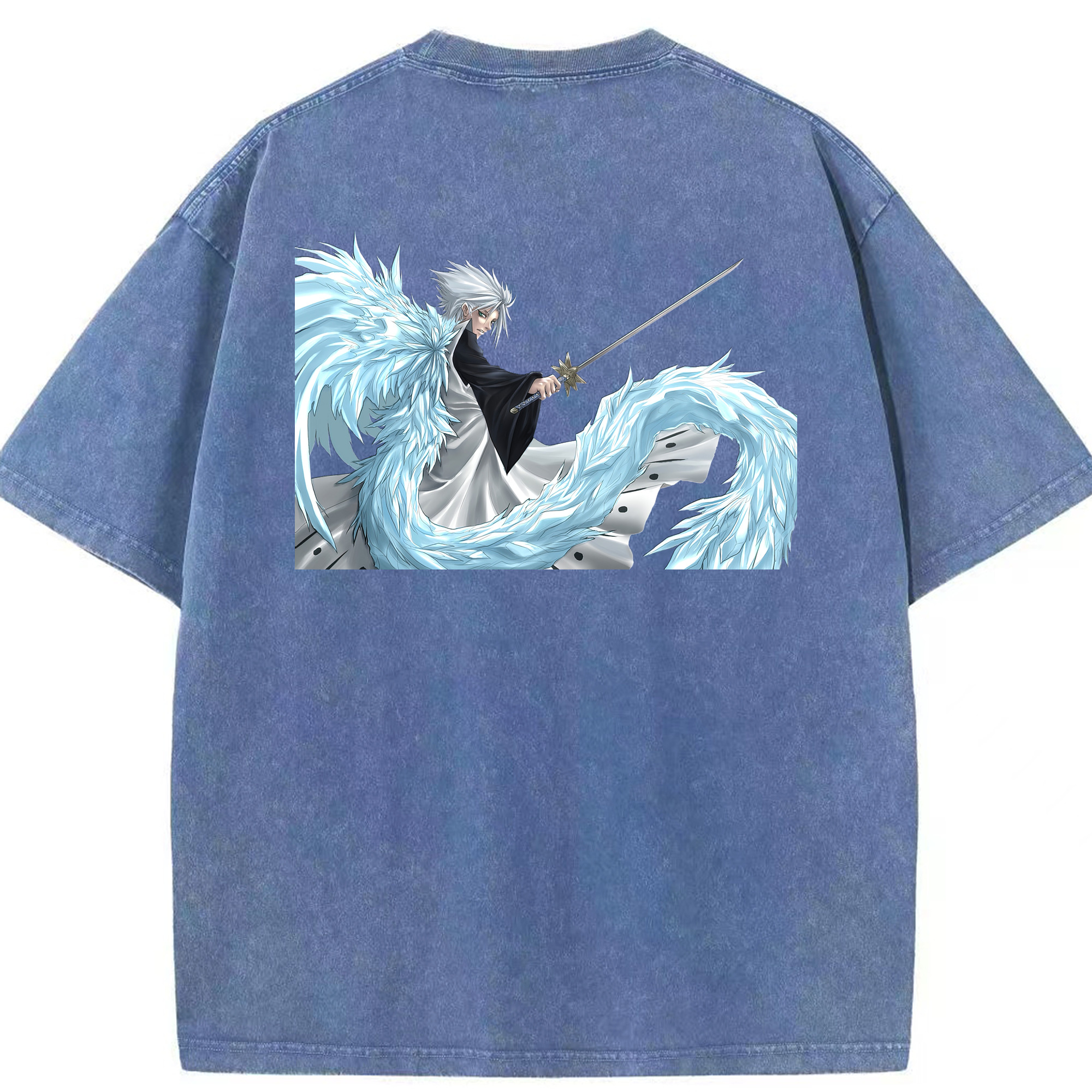 （画像用） ブリーチ 日番谷冬獅郎（ひつがや とうしろう） BLEACH Hitsugaya Toushirou 綿100% ヴィンテージ風 半袖Tシャツ（背面プリント）