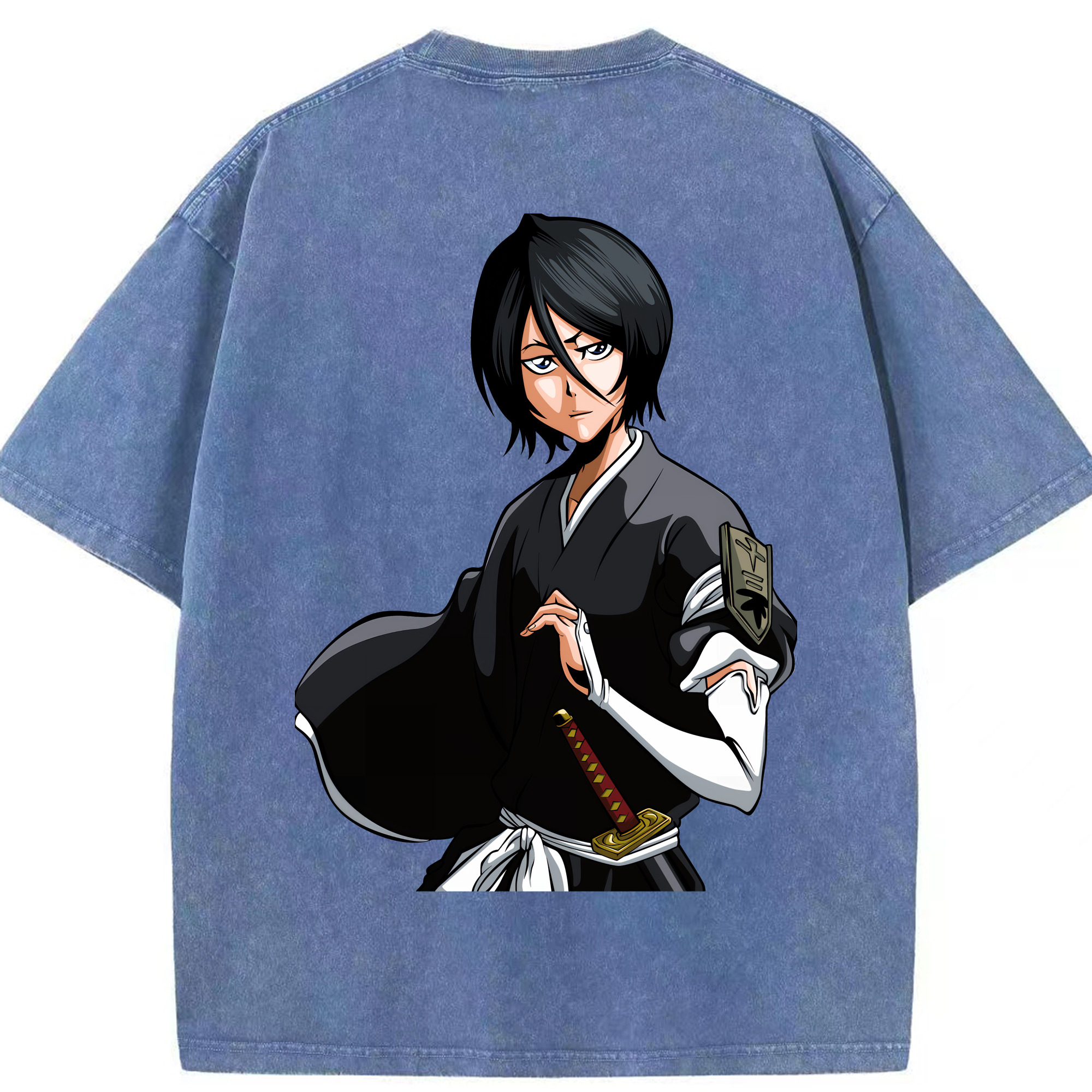 （画像用） ブリーチ 朽木ルキア BLEACH Kuchiki Rukia 綿100% ヴィンテージ風 半袖Tシャツ（背面プリント）