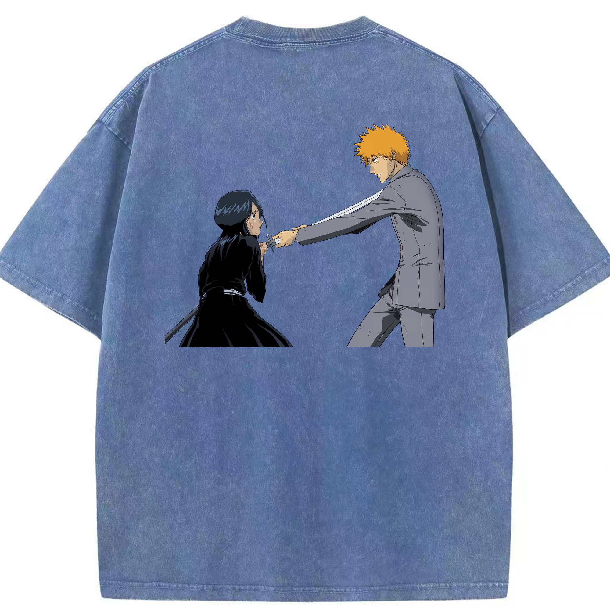 （画像用） ブリーチ 朽木ルキア BLEACH Kuchiki Rukia 綿100% ヴィンテージ風 半袖Tシャツ（背面プリント）