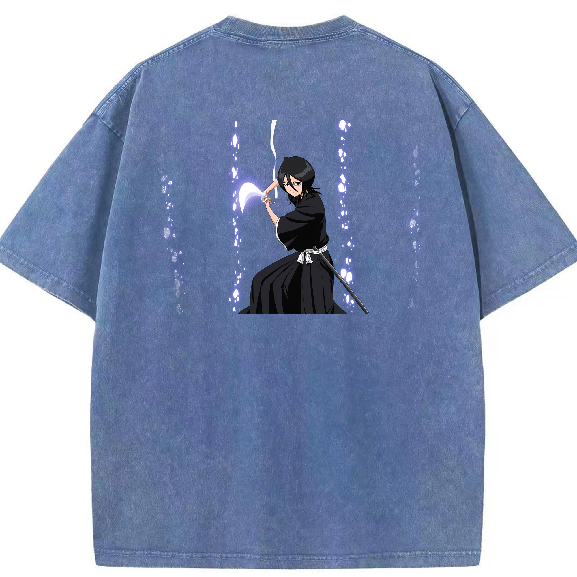 （画像用） ブリーチ 朽木ルキア BLEACH Kuchiki Rukia 綿100% ヴィンテージ風 半袖Tシャツ（背面プリント）