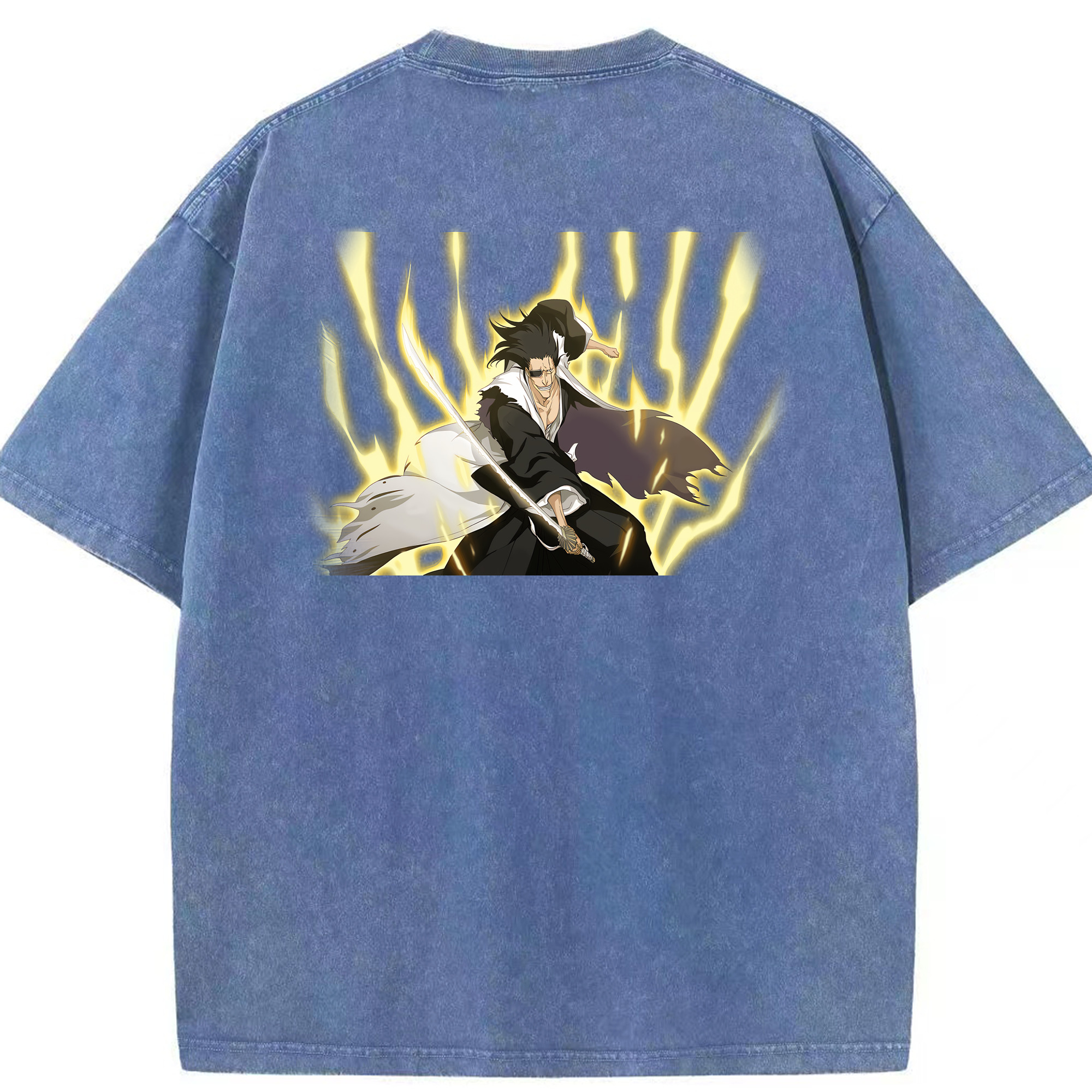 （画像用） ブリーチ ざらき けんぱち BLEACH Zaraki Kenpachi 綿100% ヴィンテージ風 半袖Tシャツ（背面プリント）