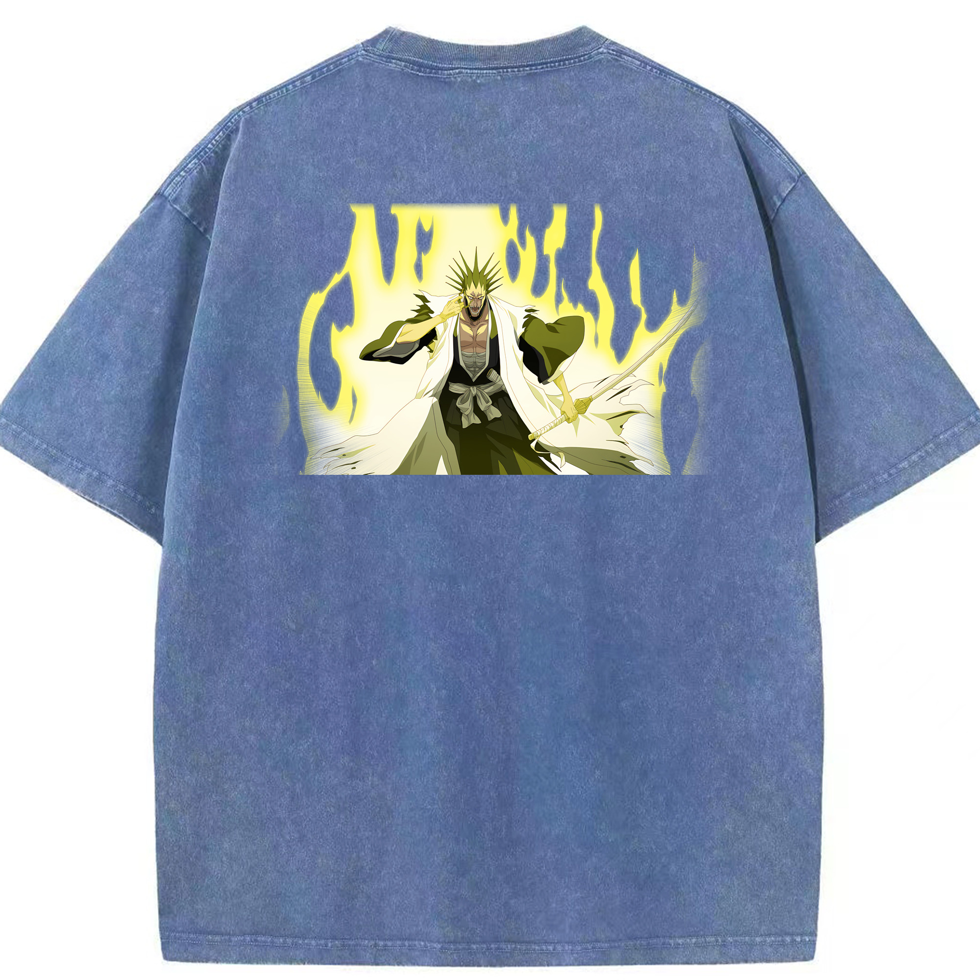 （画像用） ブリーチ ざらき けんぱち BLEACH Zaraki Kenpachi 綿100% ヴィンテージ風 半袖Tシャツ（背面プリント）