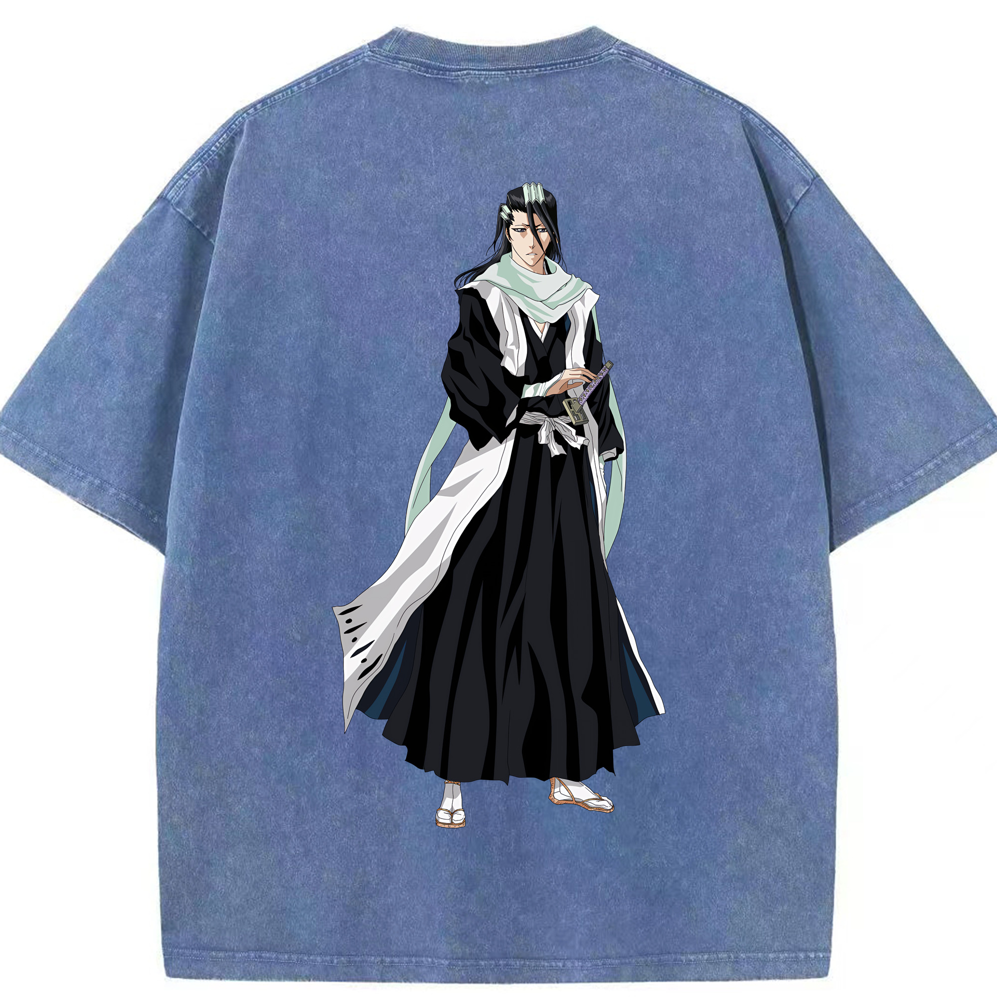 （画像用） ブリーチ くちき びゃくや BLEACH Kuchiki Byakuya 綿100% ヴィンテージ風 半袖Tシャツ（背面プリント）
