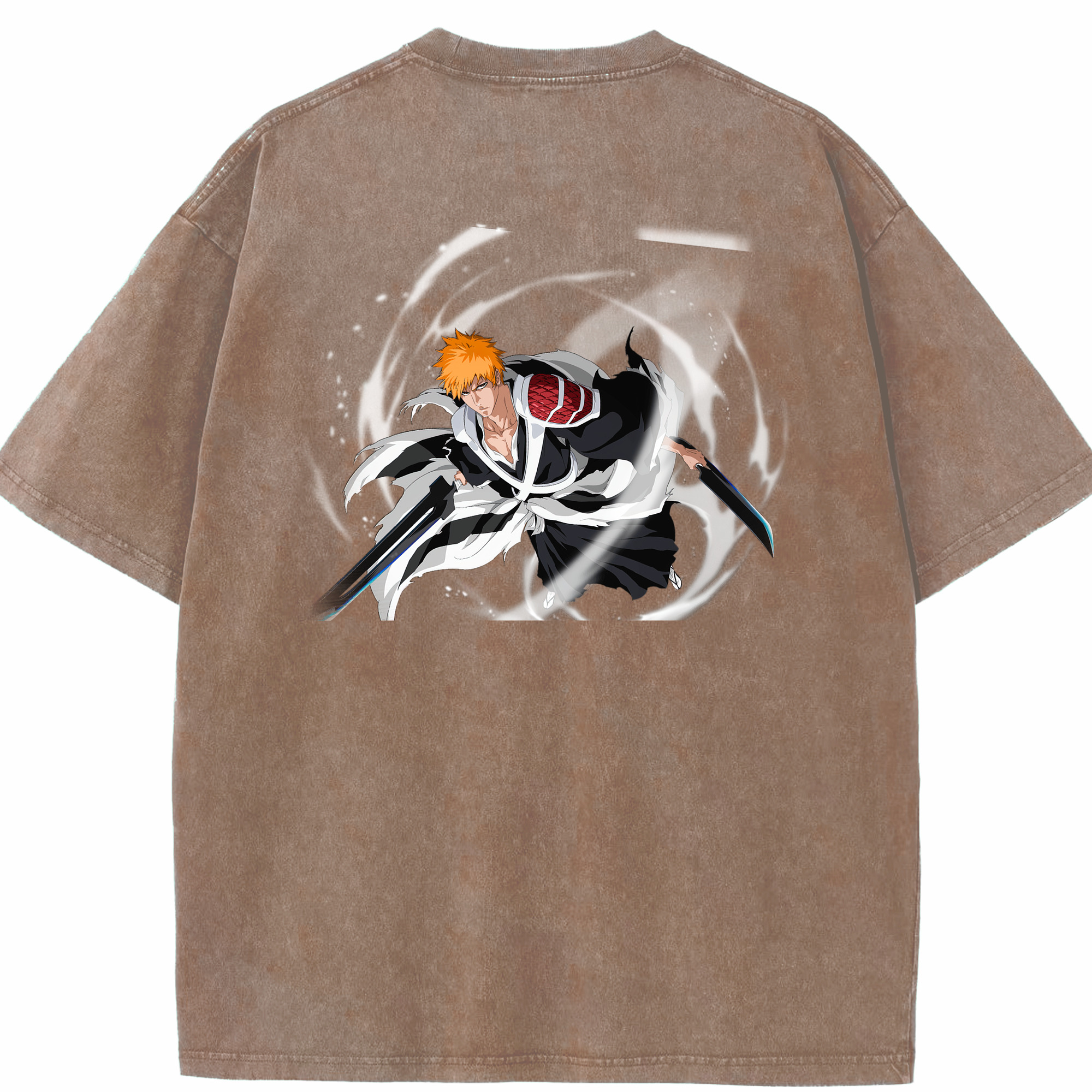 （画像用） ブリーチ 黒崎一護（くろさき いちご）BLEACH Kurosaki Ichigo 綿100% ヴィンテージ風 半袖Tシャツ（背面プリント）