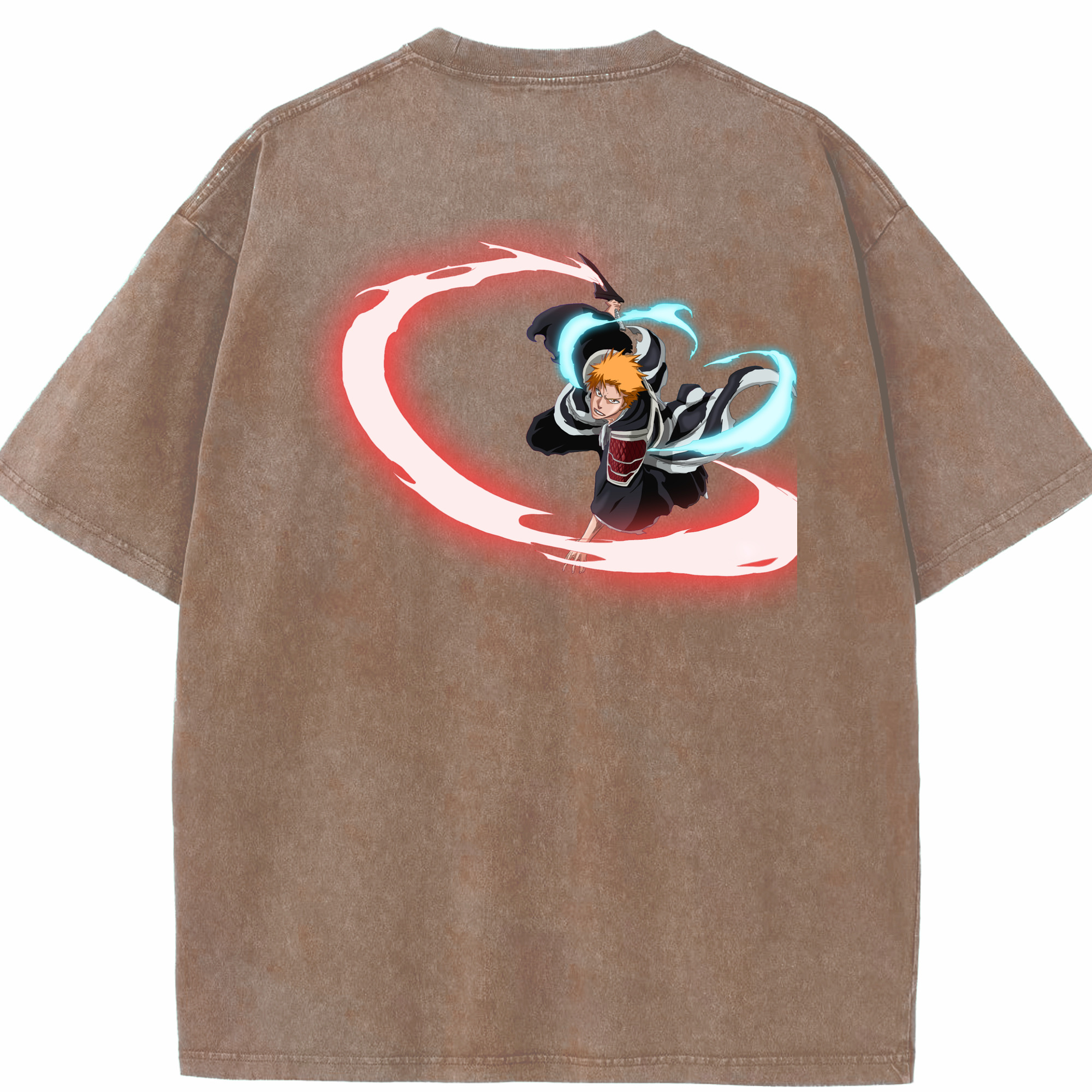 （画像用） ブリーチ 黒崎一護（くろさき いちご）BLEACH Kurosaki Ichigo 綿100% ヴィンテージ風 半袖Tシャツ（背面プリント）