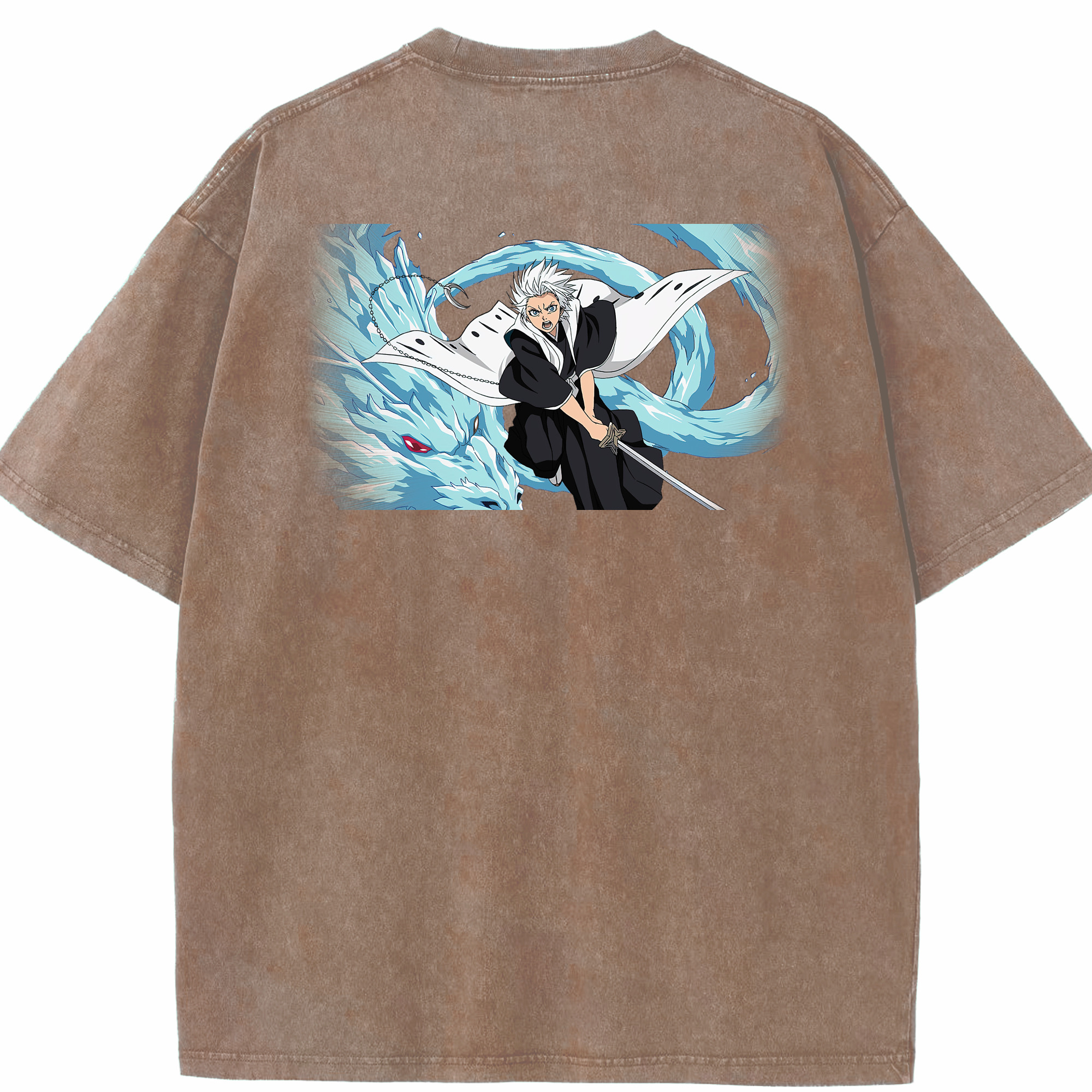 （画像用） ブリーチ 日番谷冬獅郎（ひつがや とうしろう） BLEACH Hitsugaya Toushirou 綿100% ヴィンテージ風 半袖Tシャツ（背面プリント）