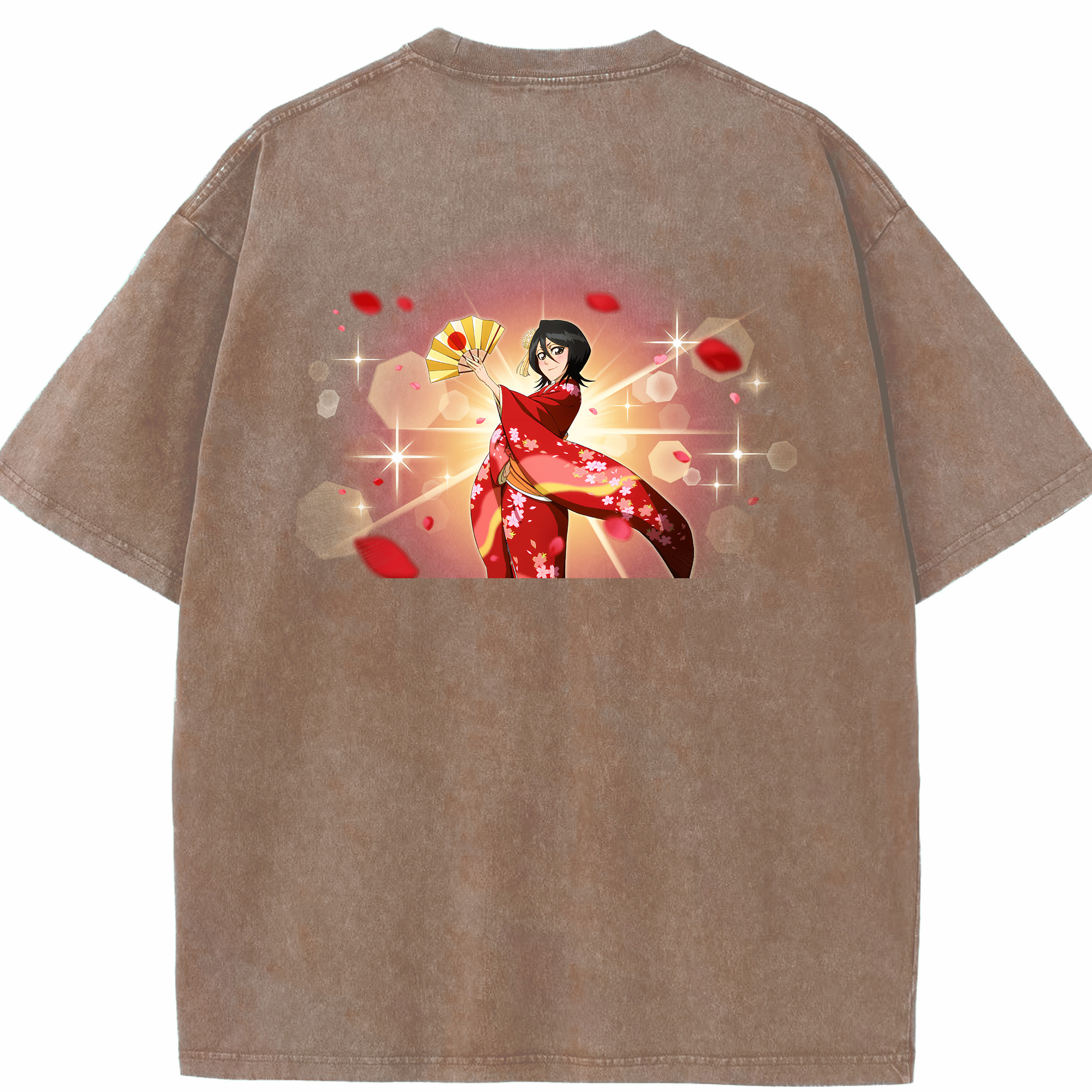 （画像用） ブリーチ 朽木ルキア BLEACH Kuchiki Rukia 綿100% ヴィンテージ風 半袖Tシャツ（背面プリント）