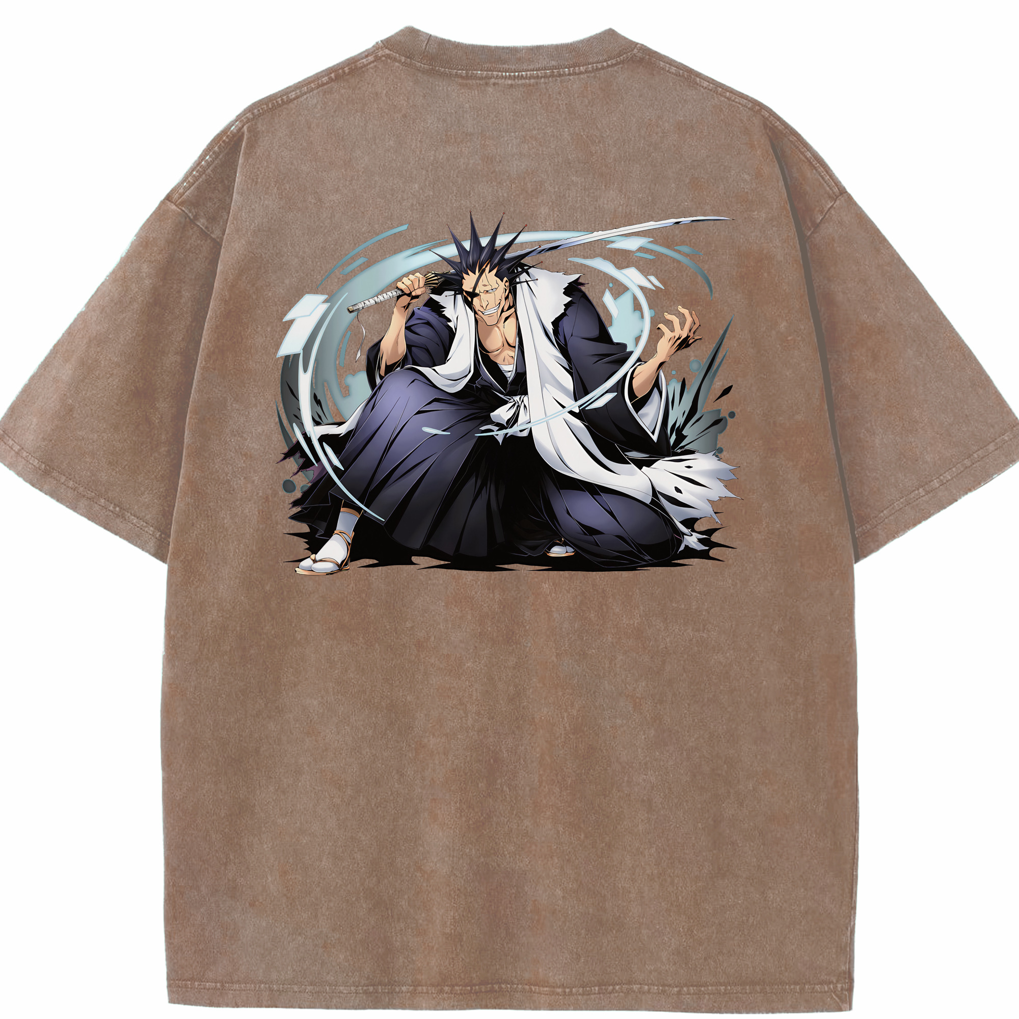（画像用） ブリーチ ざらき けんぱち BLEACH Zaraki Kenpachi 綿100% ヴィンテージ風 半袖Tシャツ（背面プリント）