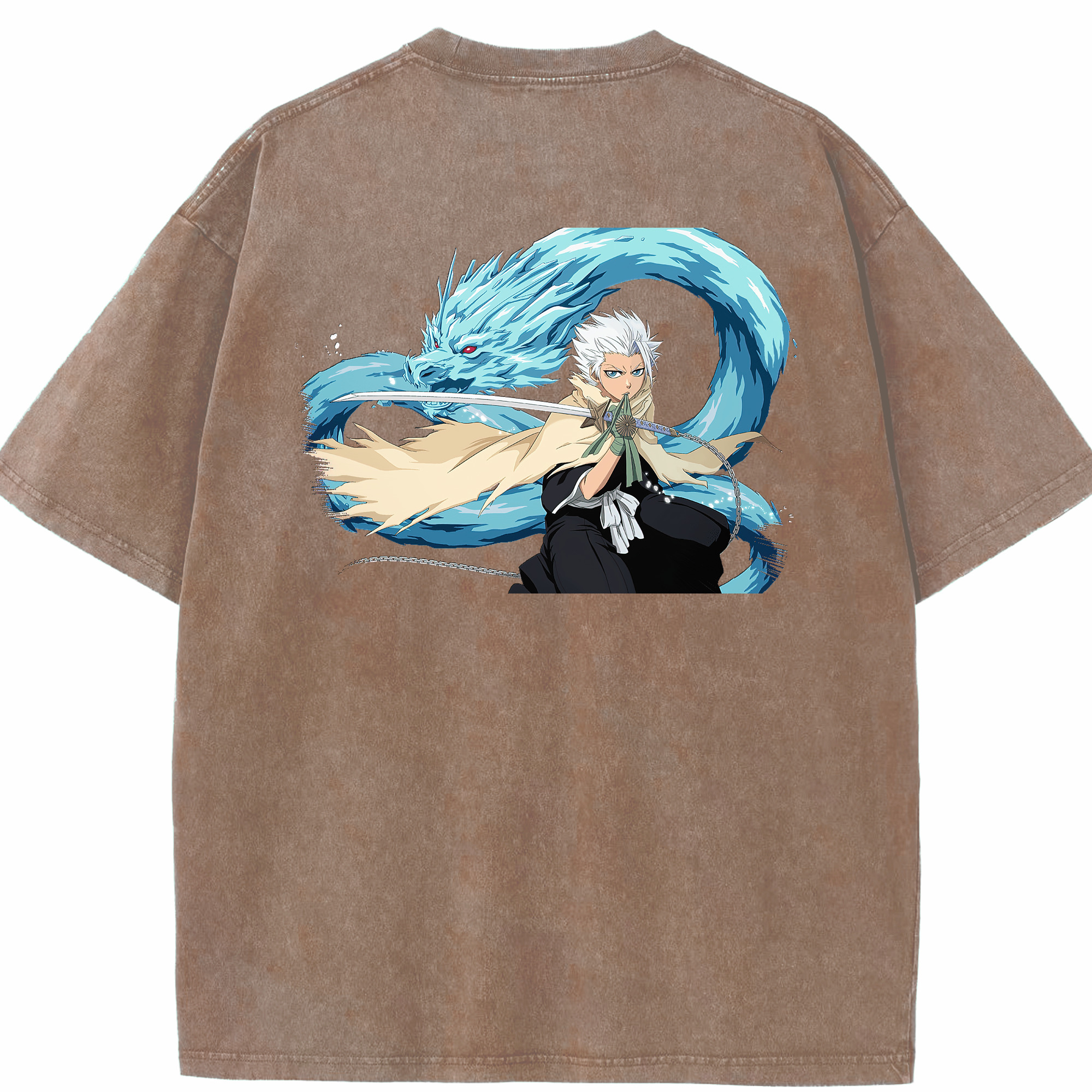 （画像用） ブリーチ 日番谷冬獅郎（ひつがや とうしろう） BLEACH Hitsugaya Toushirou 綿100% ヴィンテージ風 半袖Tシャツ（背面プリント）